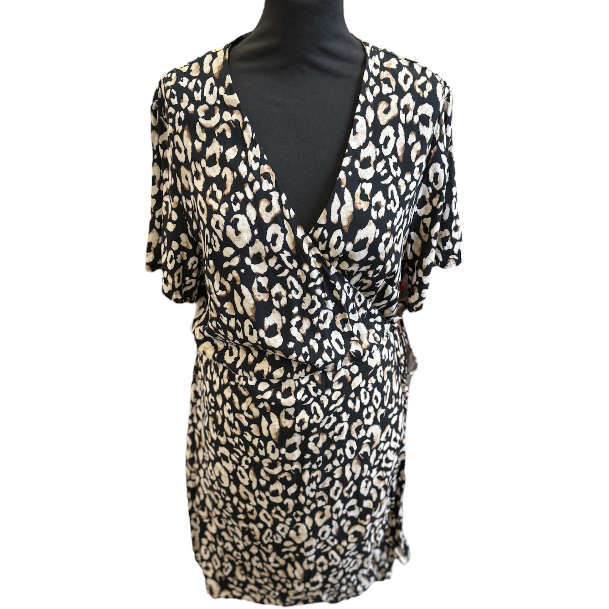 H&M animal print wrap mini dress