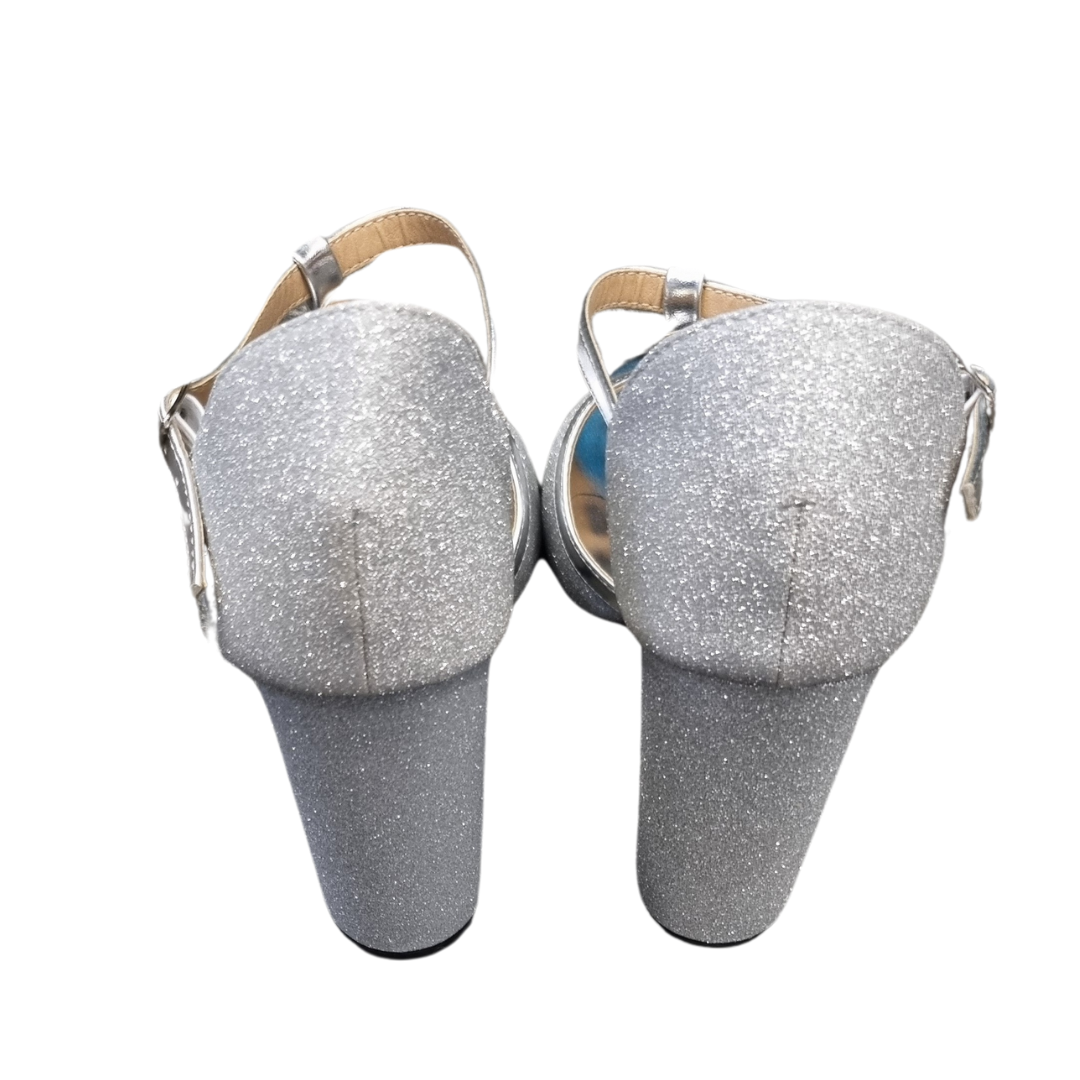 Silver sparkle t-bar peep toe evening shoes (brand new)