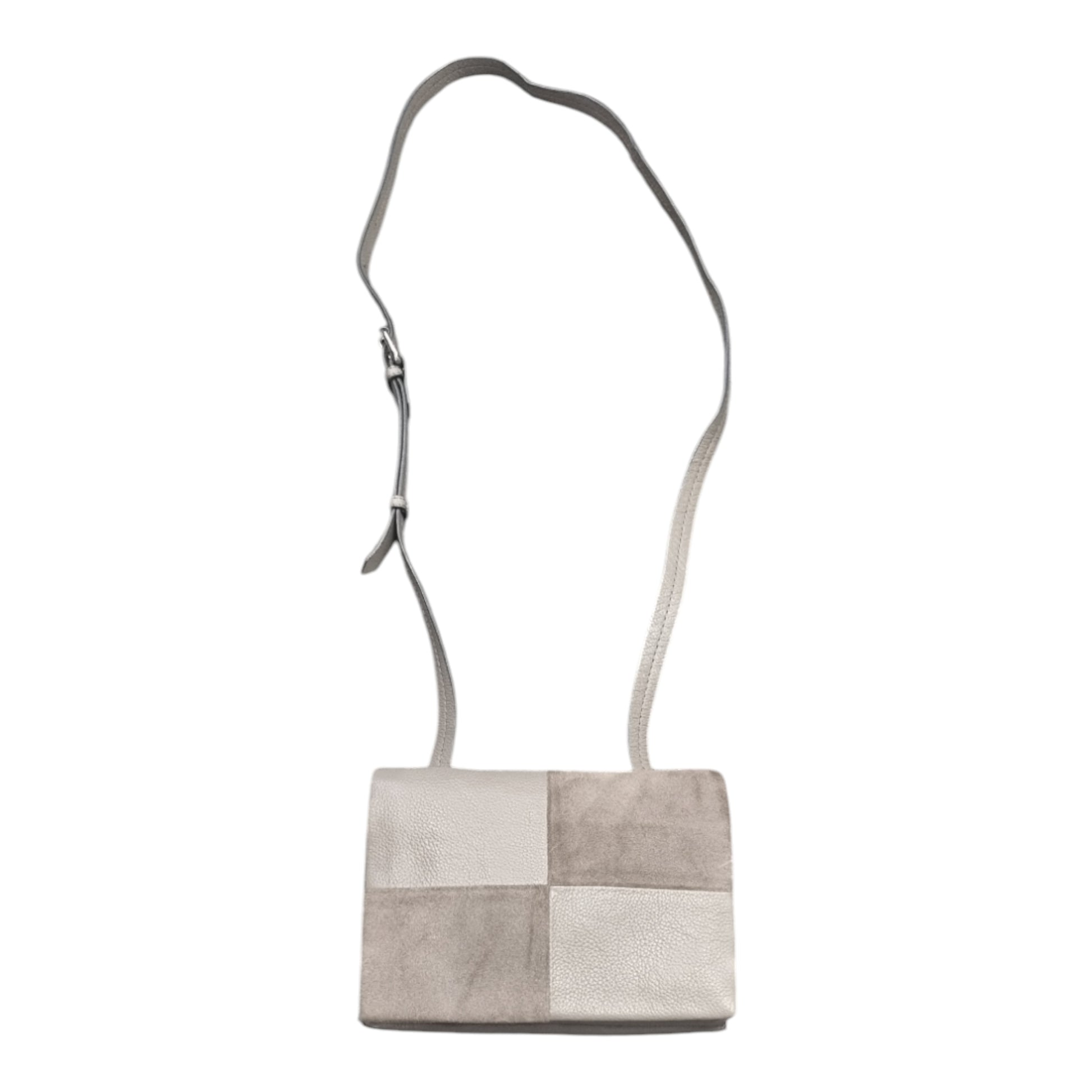 Next small grey leather double compartment shoulder bag