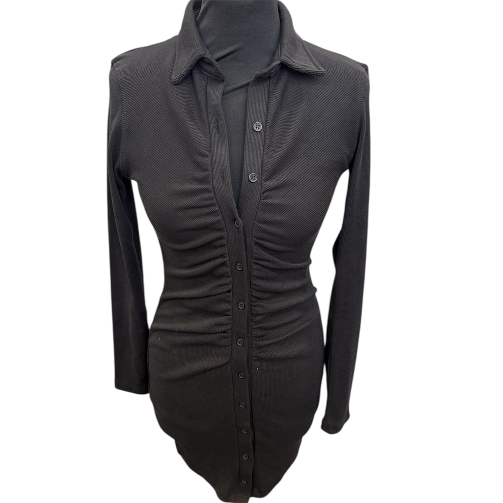 Missguided collared buttoned long sleeve mini dress