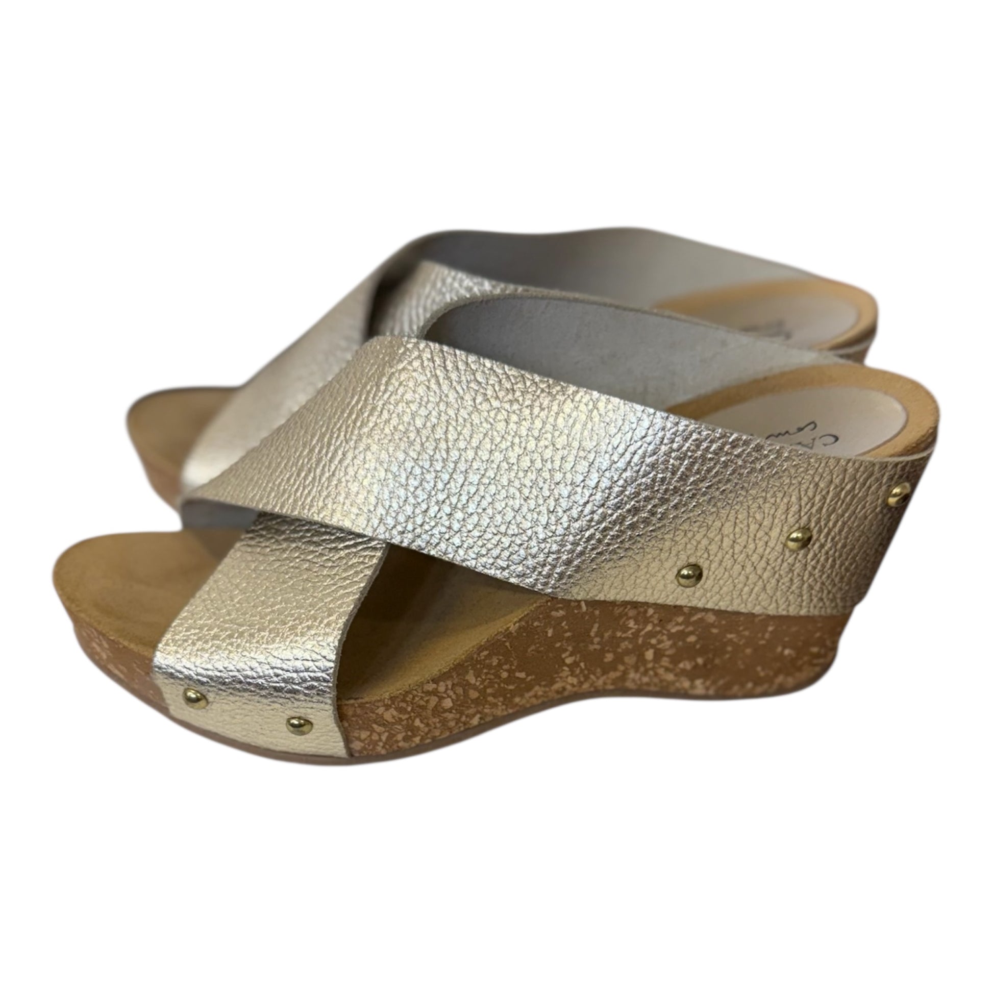 Carvela gold cork wedges
