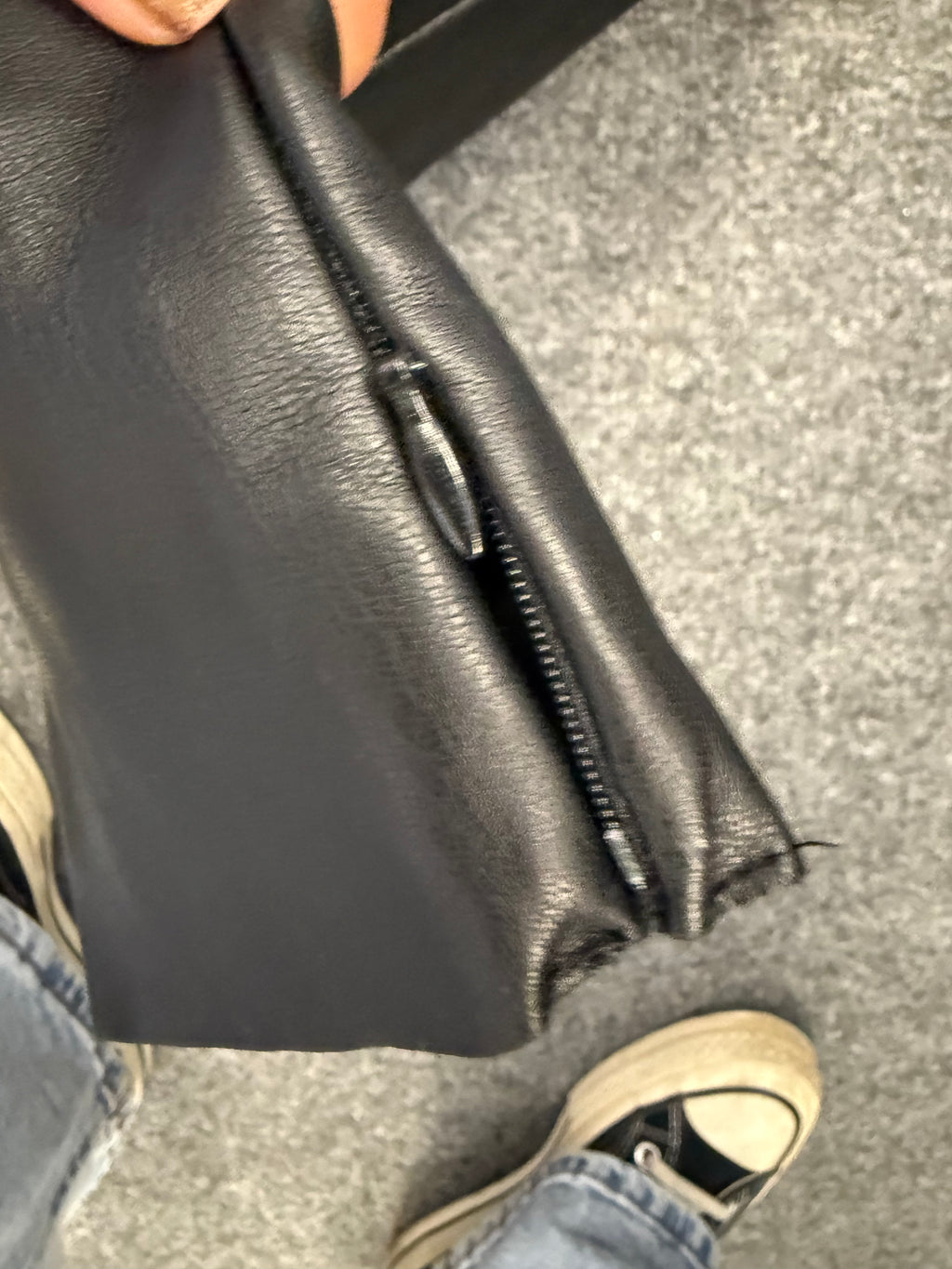 Zara faux leather zip bottom slim fit trousers