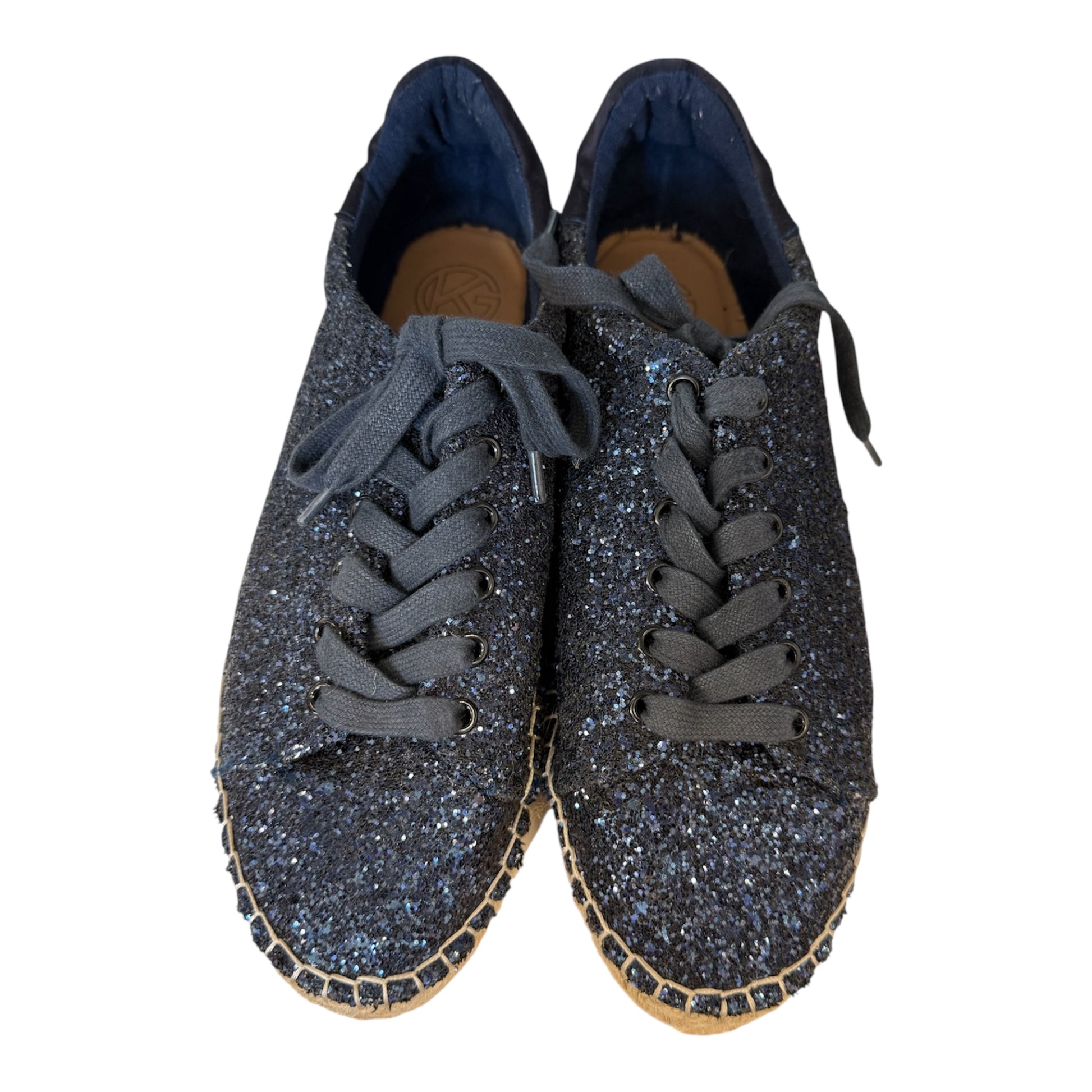 Kurt Geiger blue glitter laced espadrilles