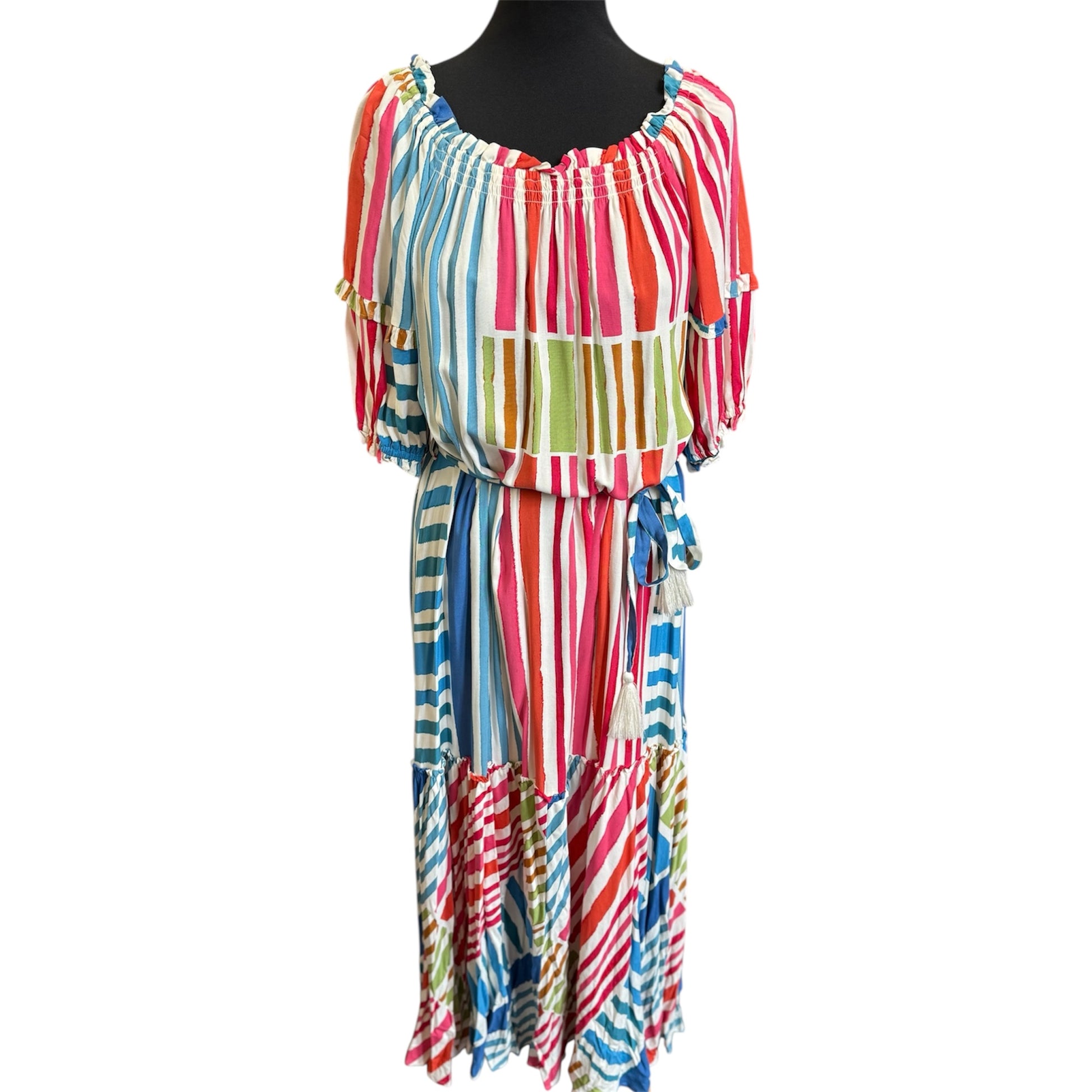 Next multicolour long sleeve belted maxi dress