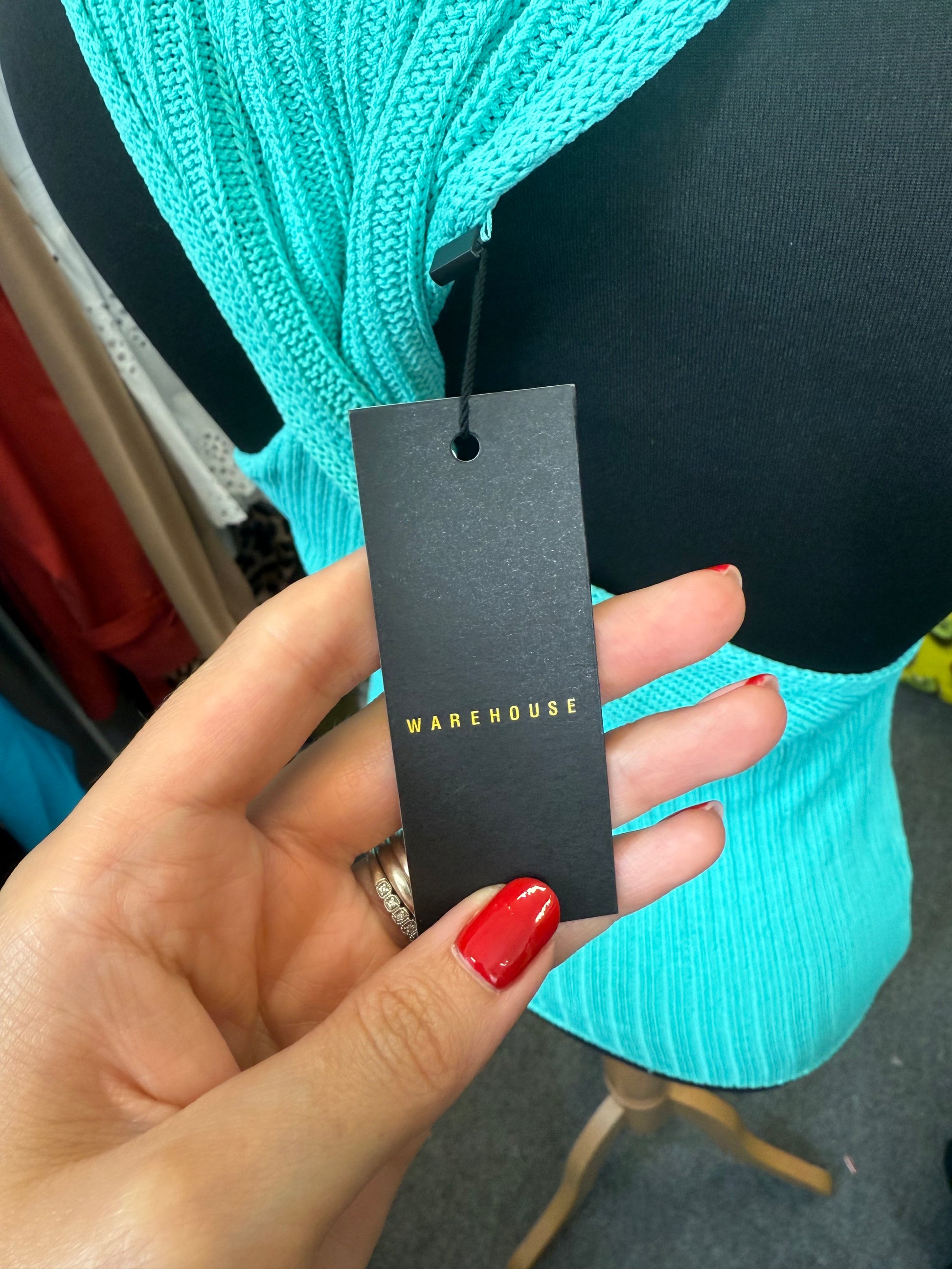 Warehouse teal knitted twist back top