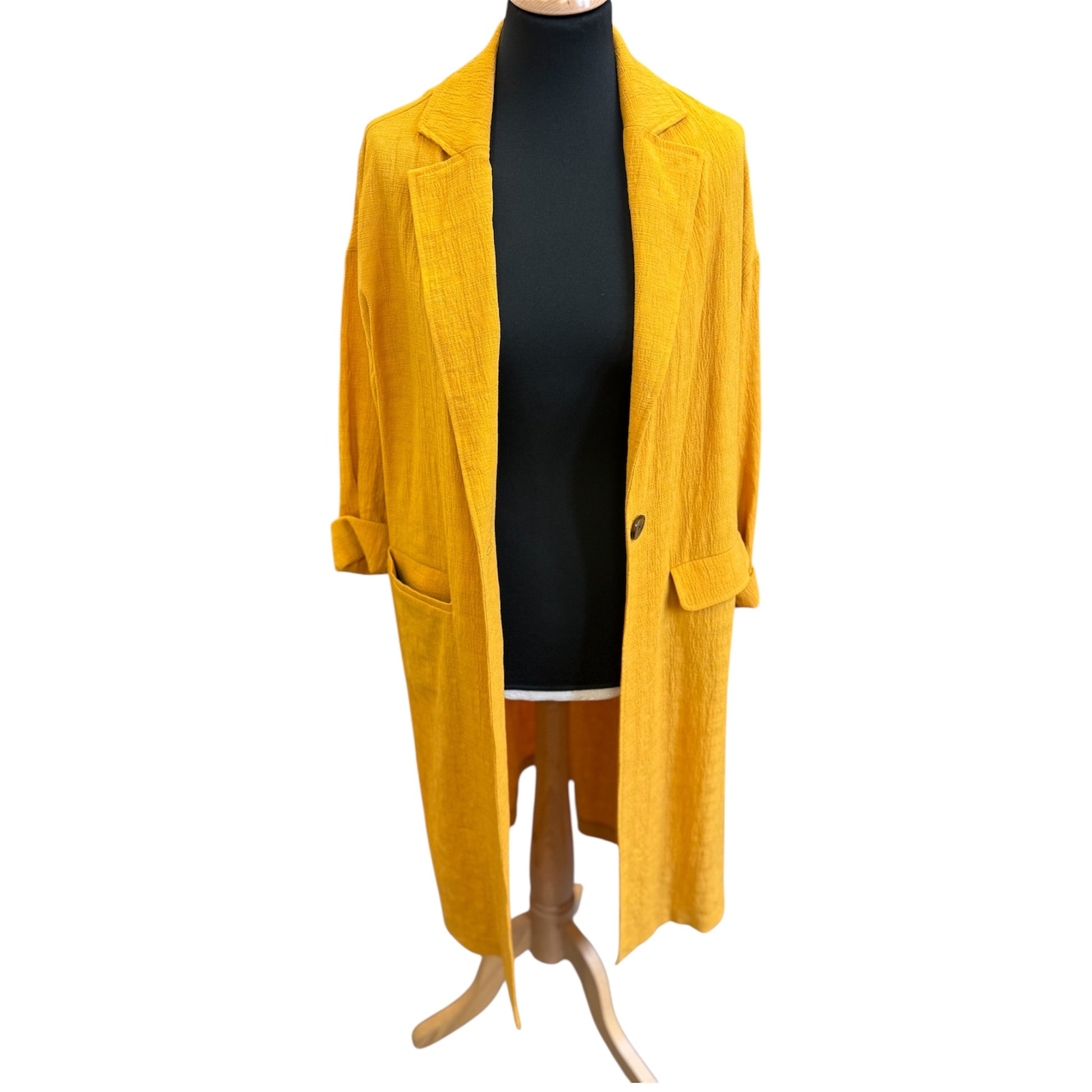 Topshop mustard long line jacket