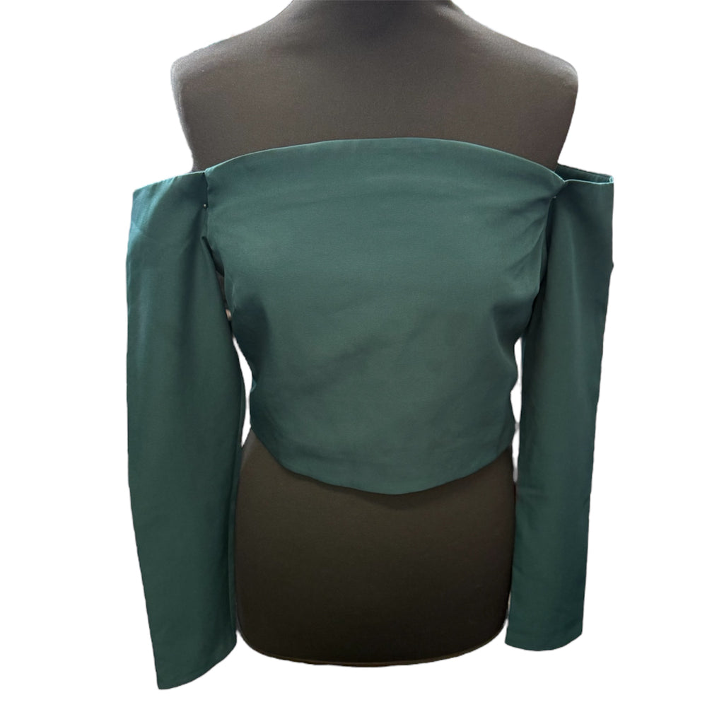 Coast long sleeved off the shoulder button detail top