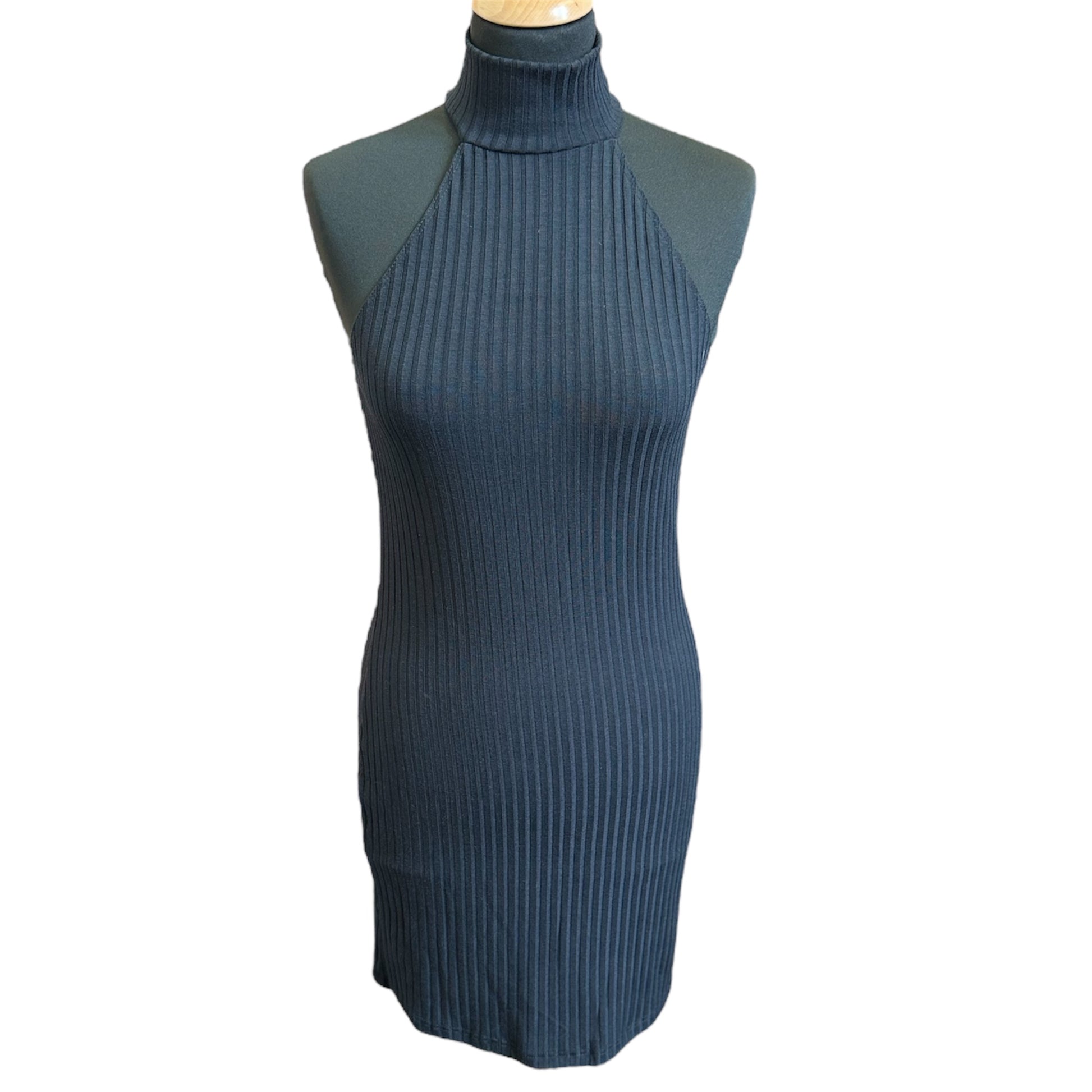 Miss Selfridge high neck racer back ribbed dress