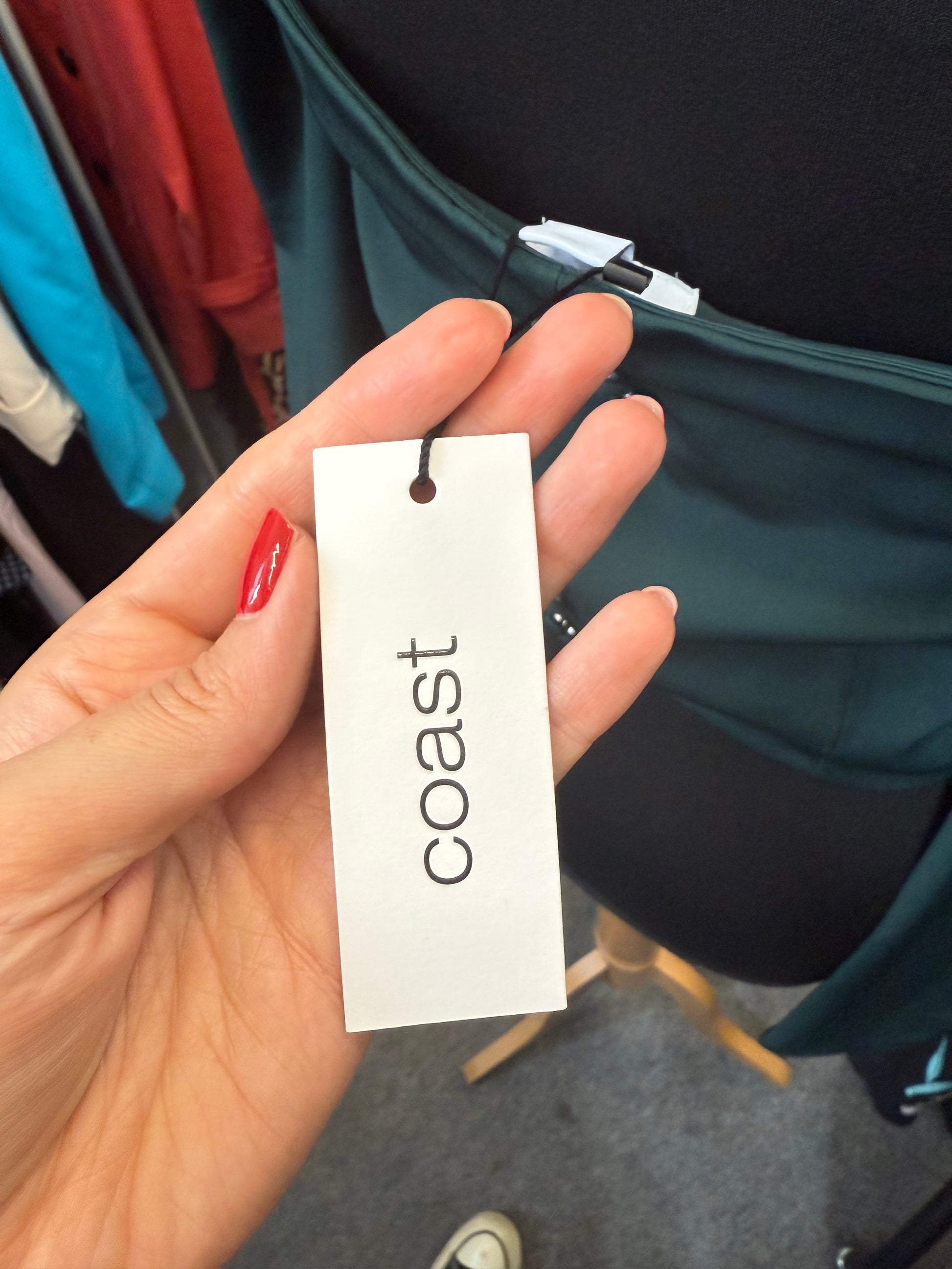 Coast long sleeved off the shoulder button detail top