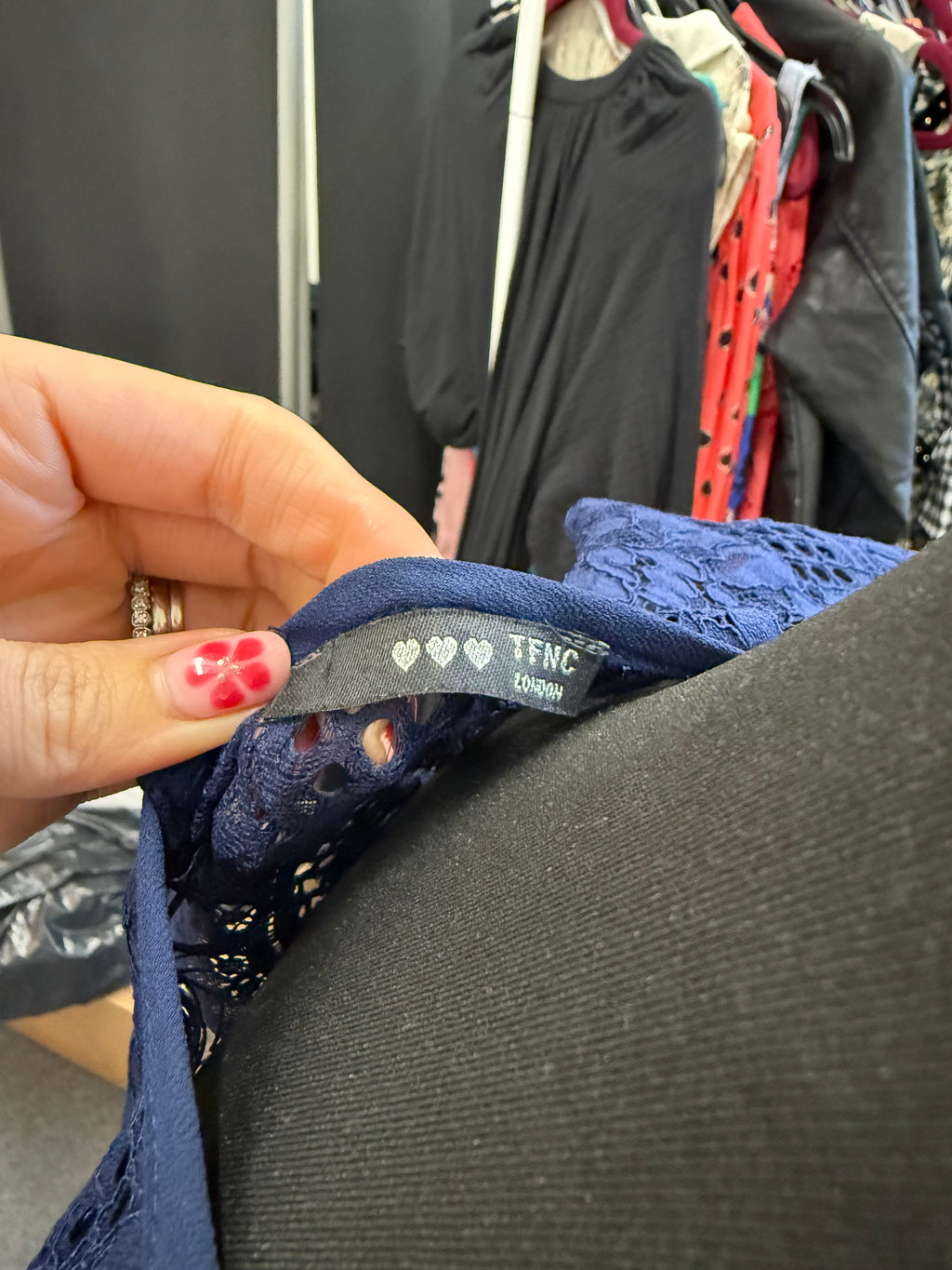 TFDN lace back occasion dress