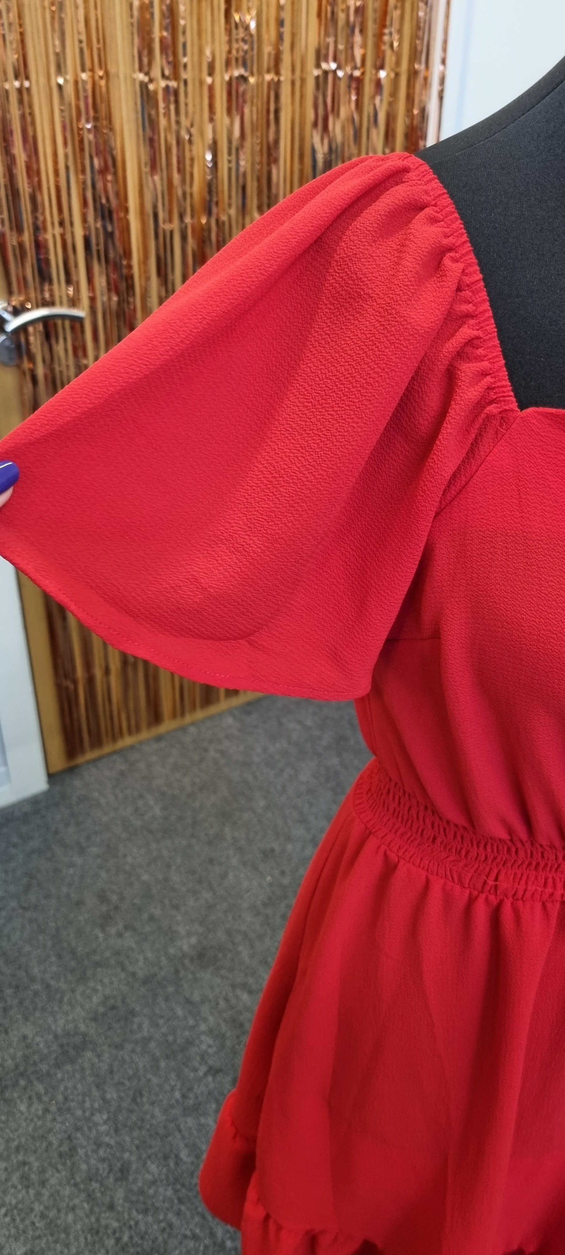 Red scollap neckline mini dress (brand new with tags)