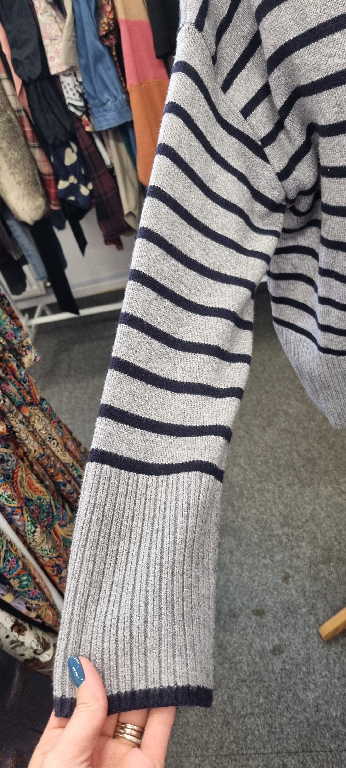 Zara grey and navy stripe knit