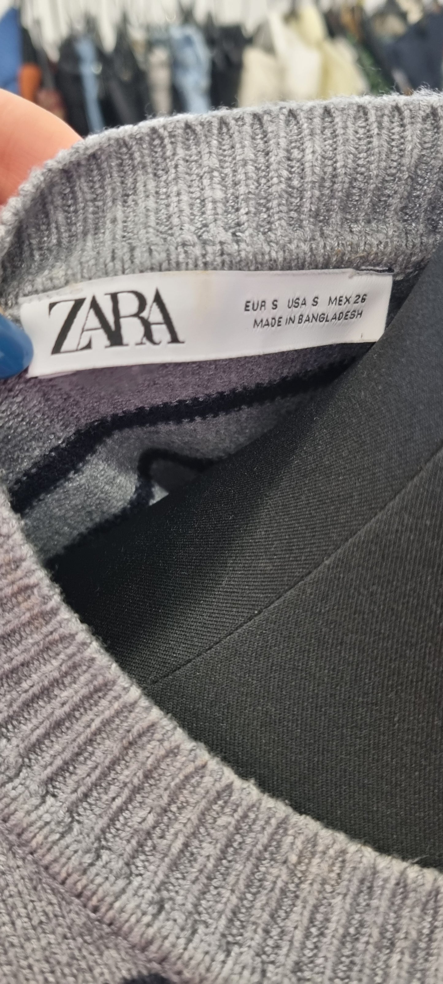 Zara grey and navy stripe knit