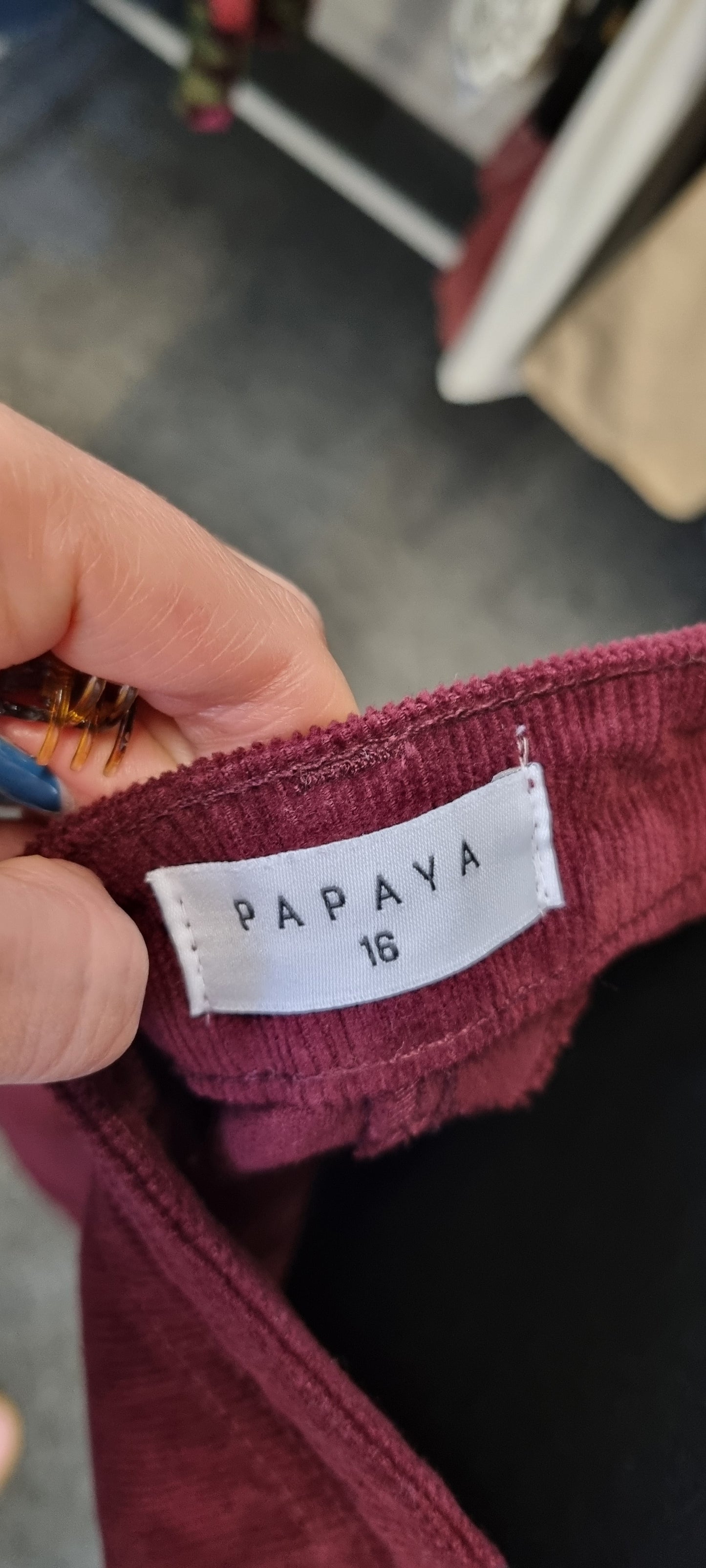 Papaya burgundy cord mini skirt