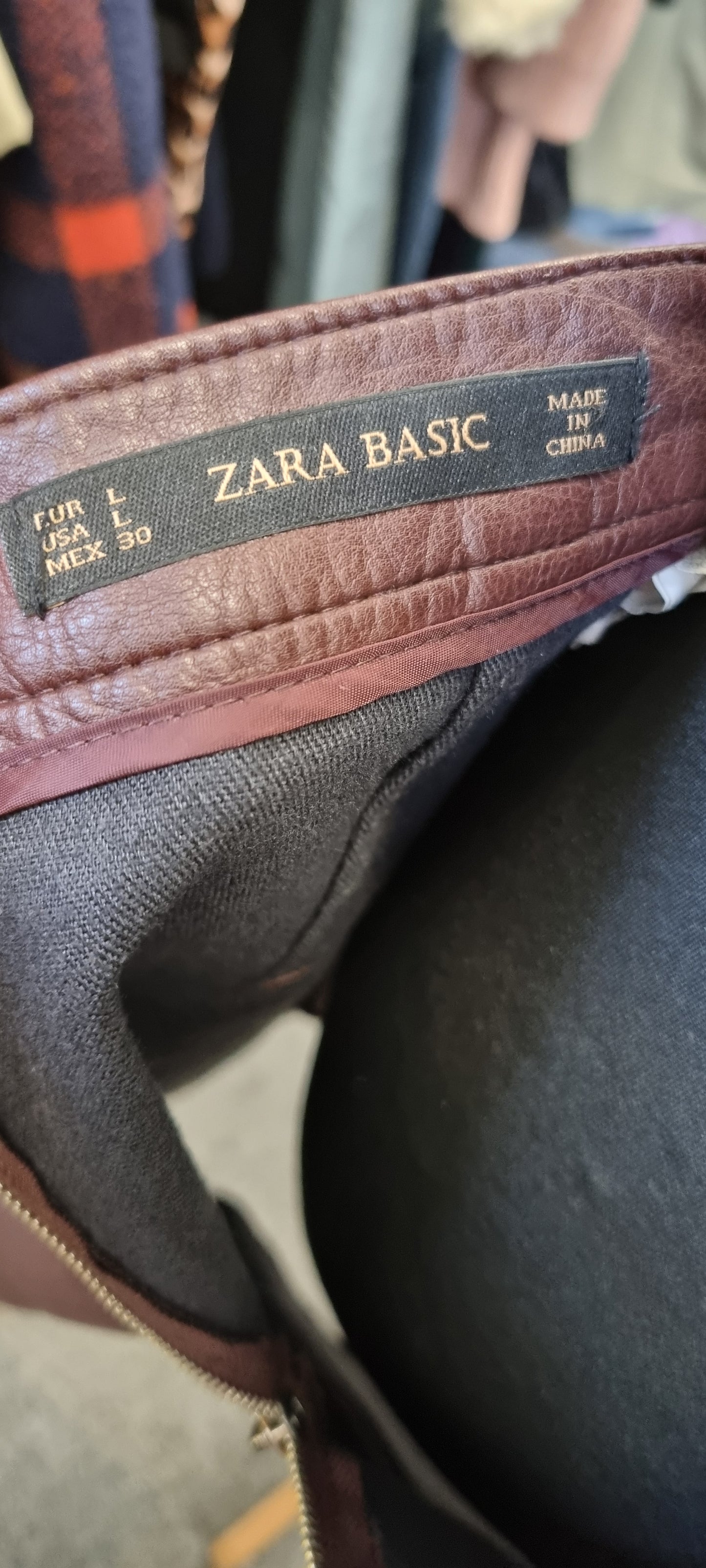 Zara burgundy pleather mini skirt