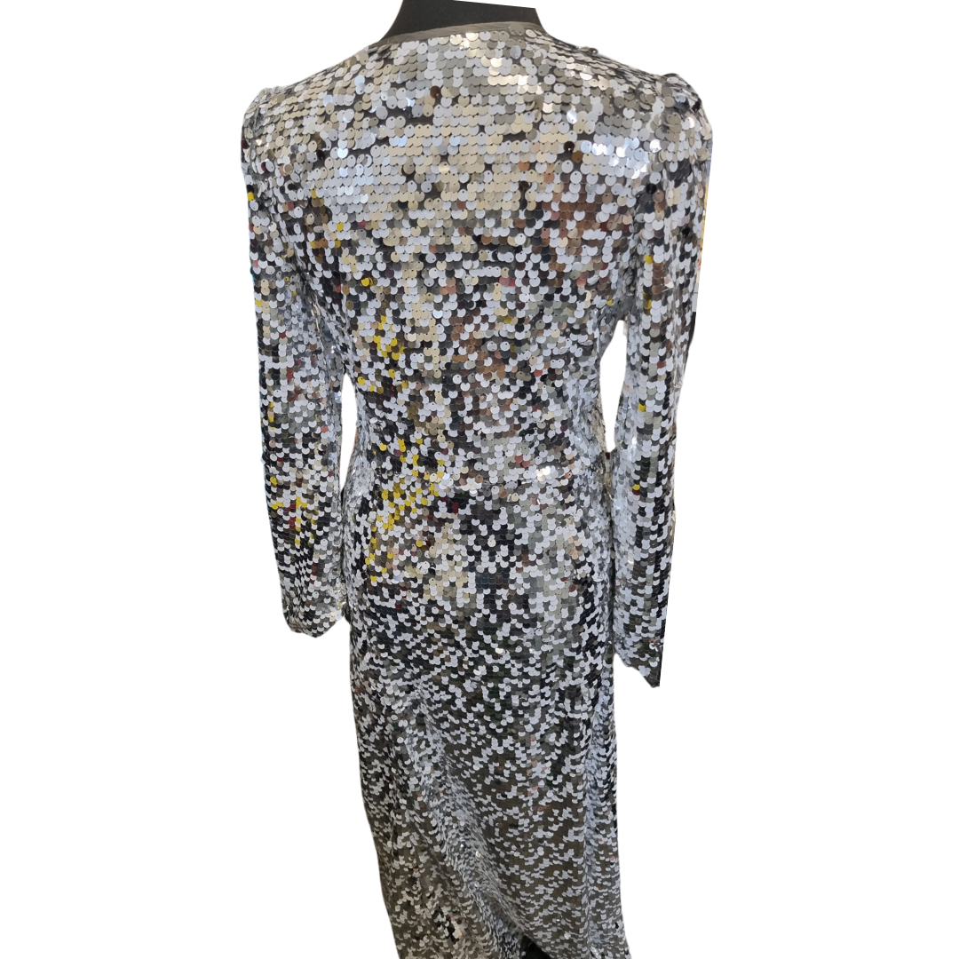 Zara long sleeved full sequin button dress