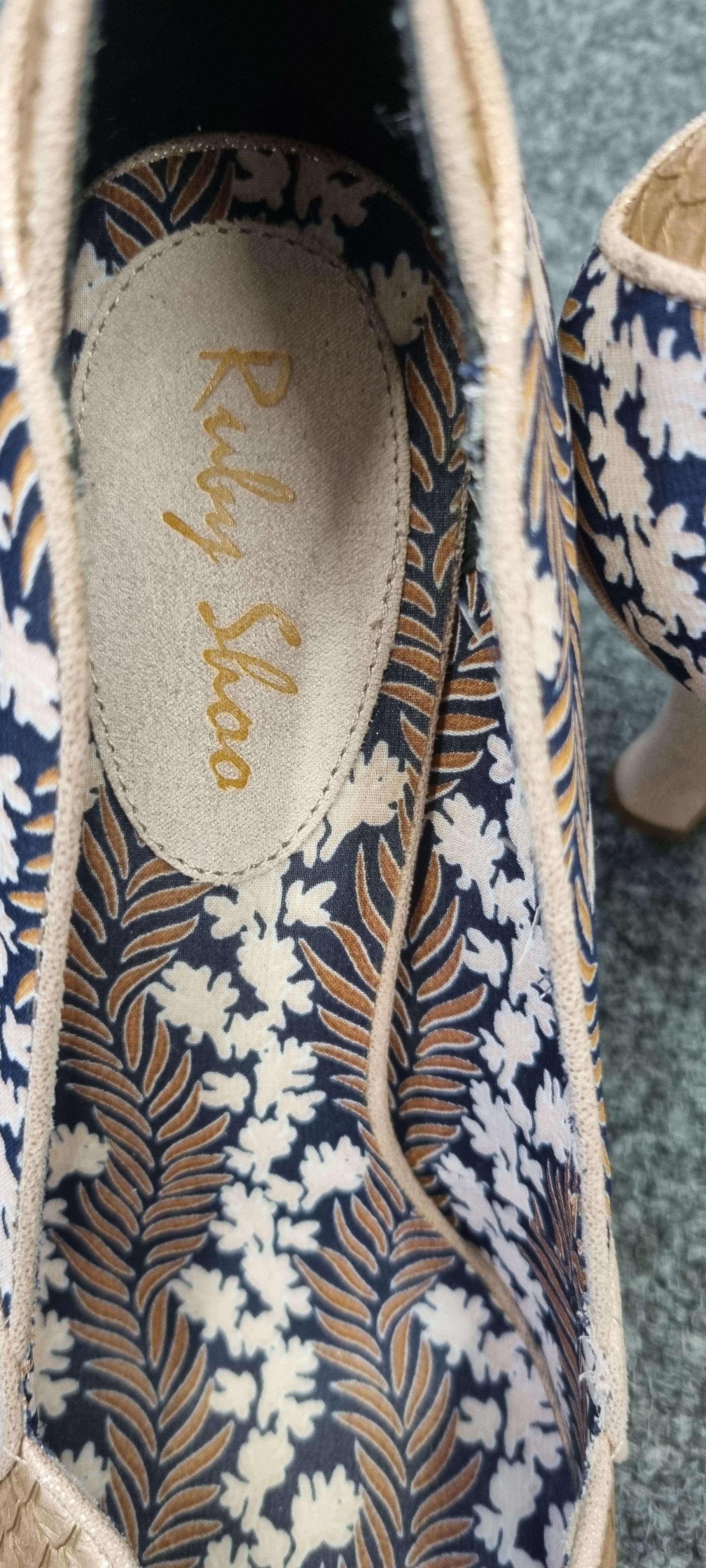 Ruby Shoo patterned peep toe midi heels