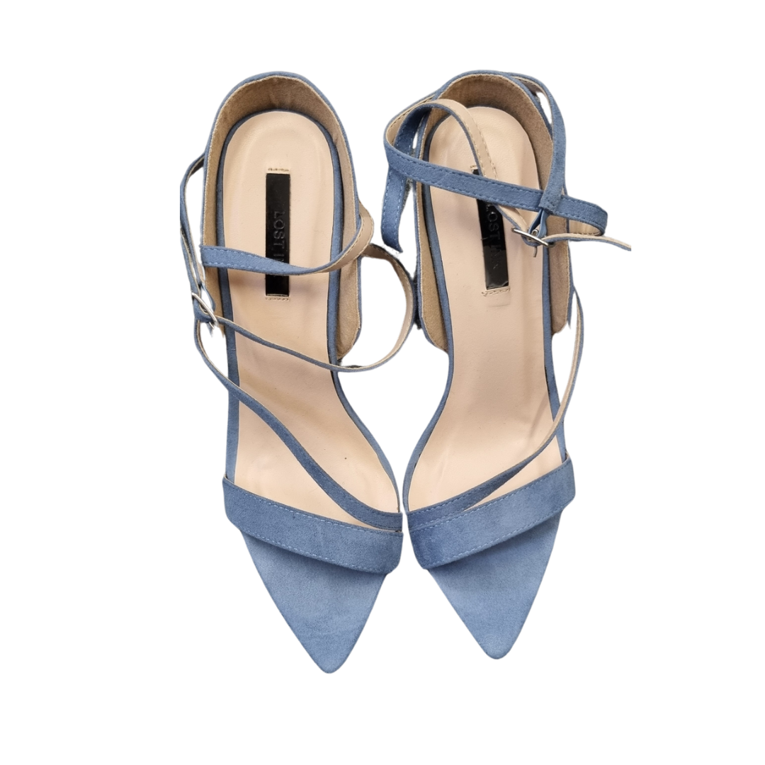 Lost Ink strappy blue heels