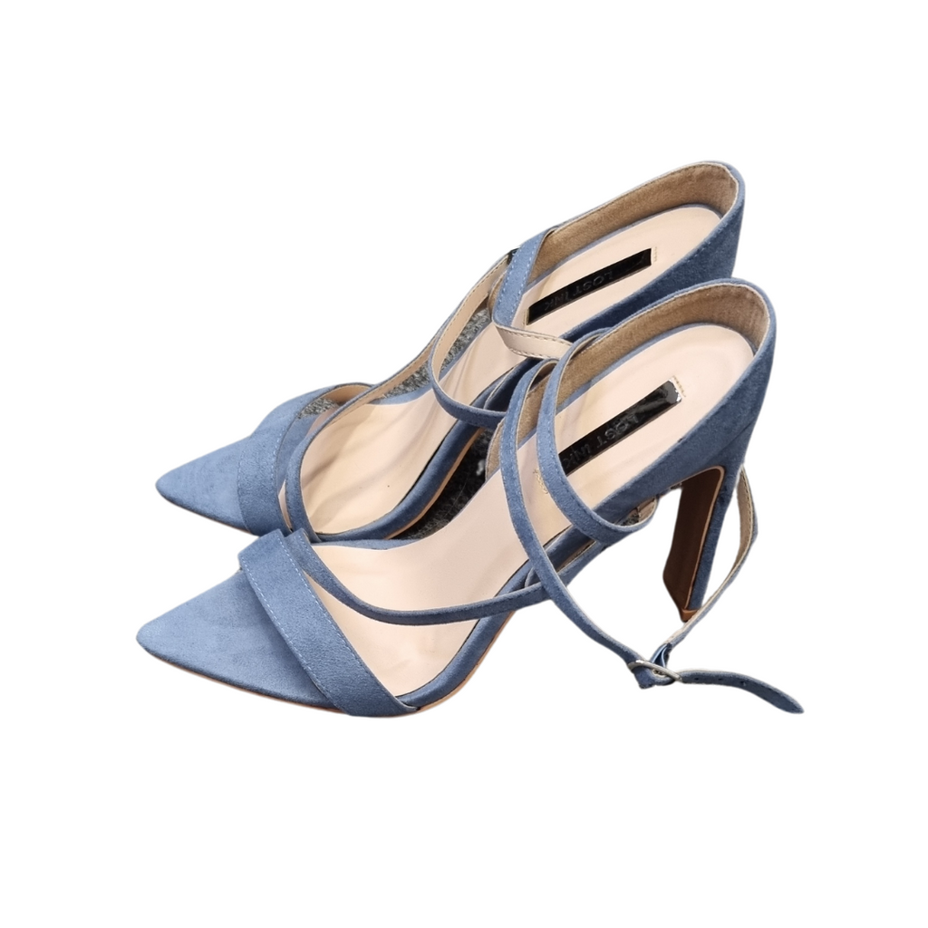 Lost Ink strappy blue heels