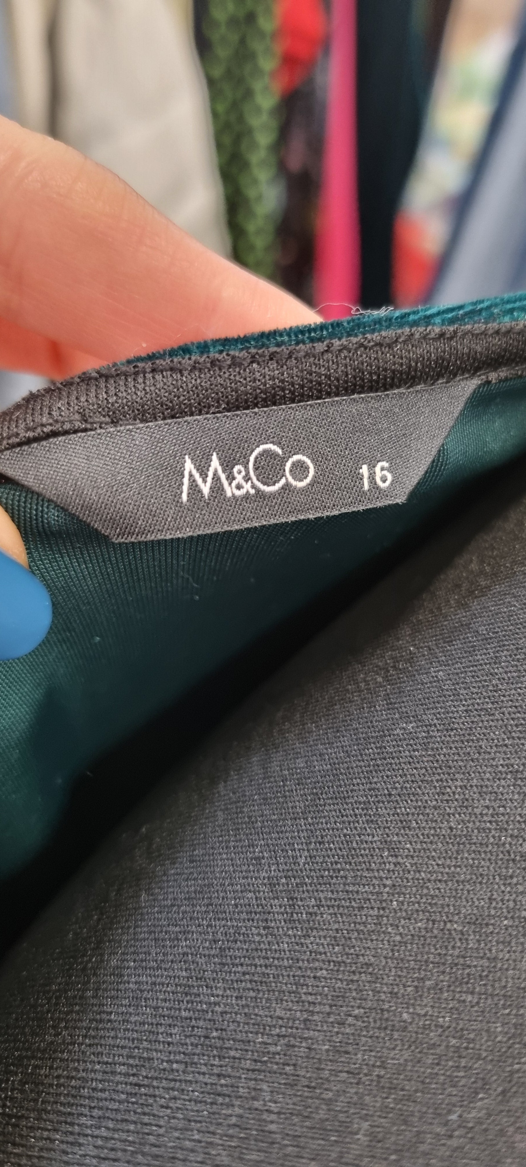 M&Co emerald green velour rusche gem detail dress