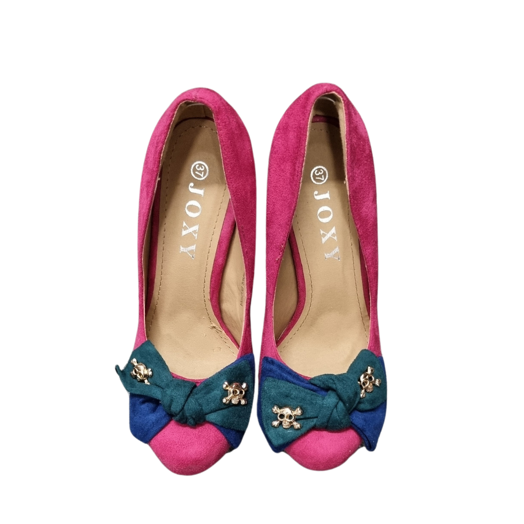 Roxy platform bow skull heels