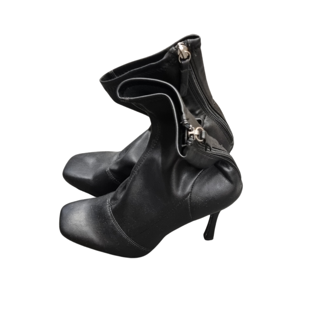 New Look square toe heeled zip back ankle boots