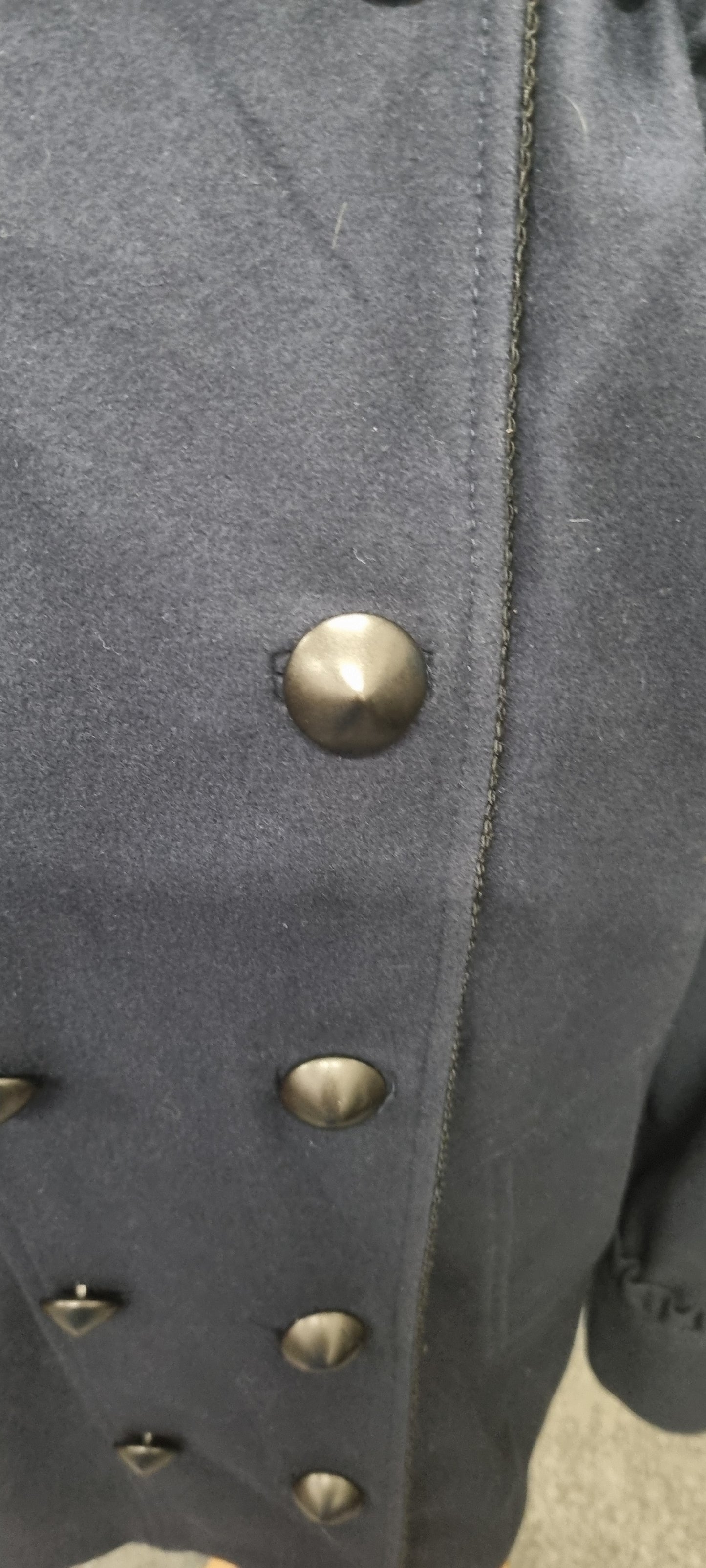 French Connection frill detail round neck button wool coat