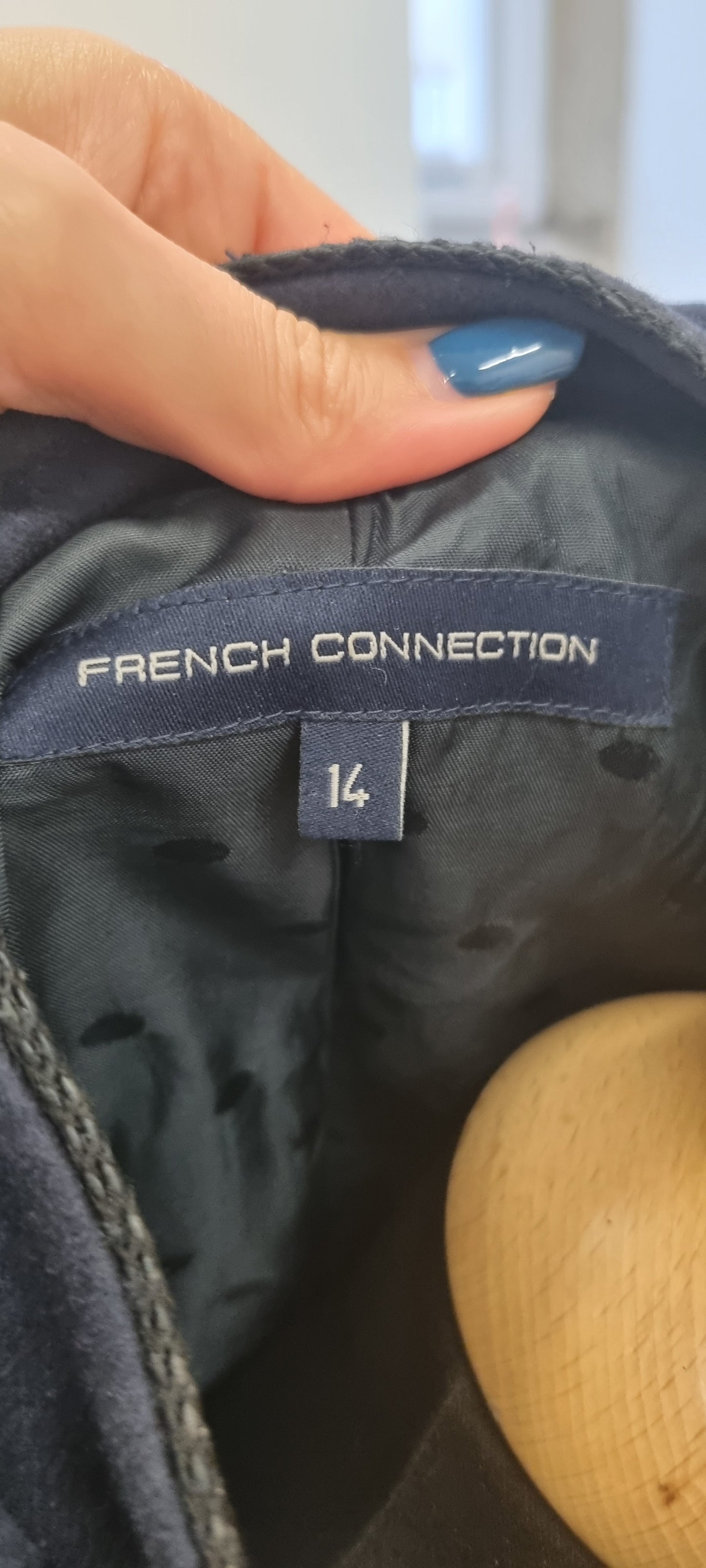 French Connection frill detail round neck button wool coat