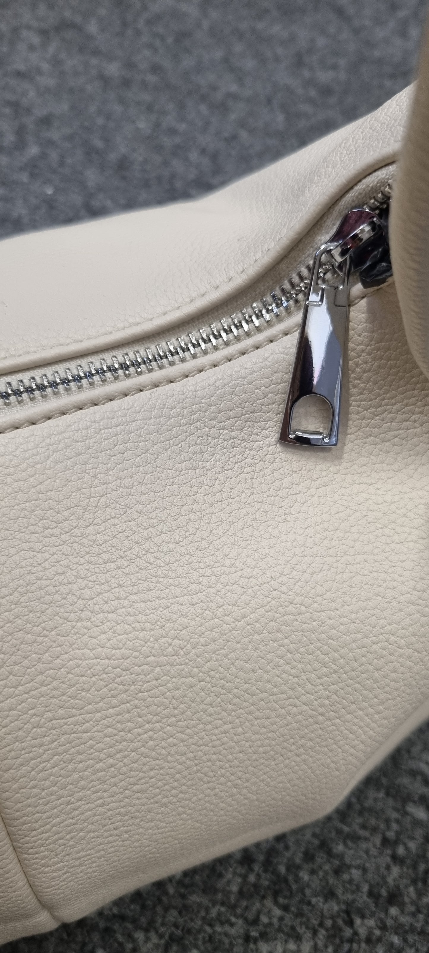 Cream leather look shoulder bag