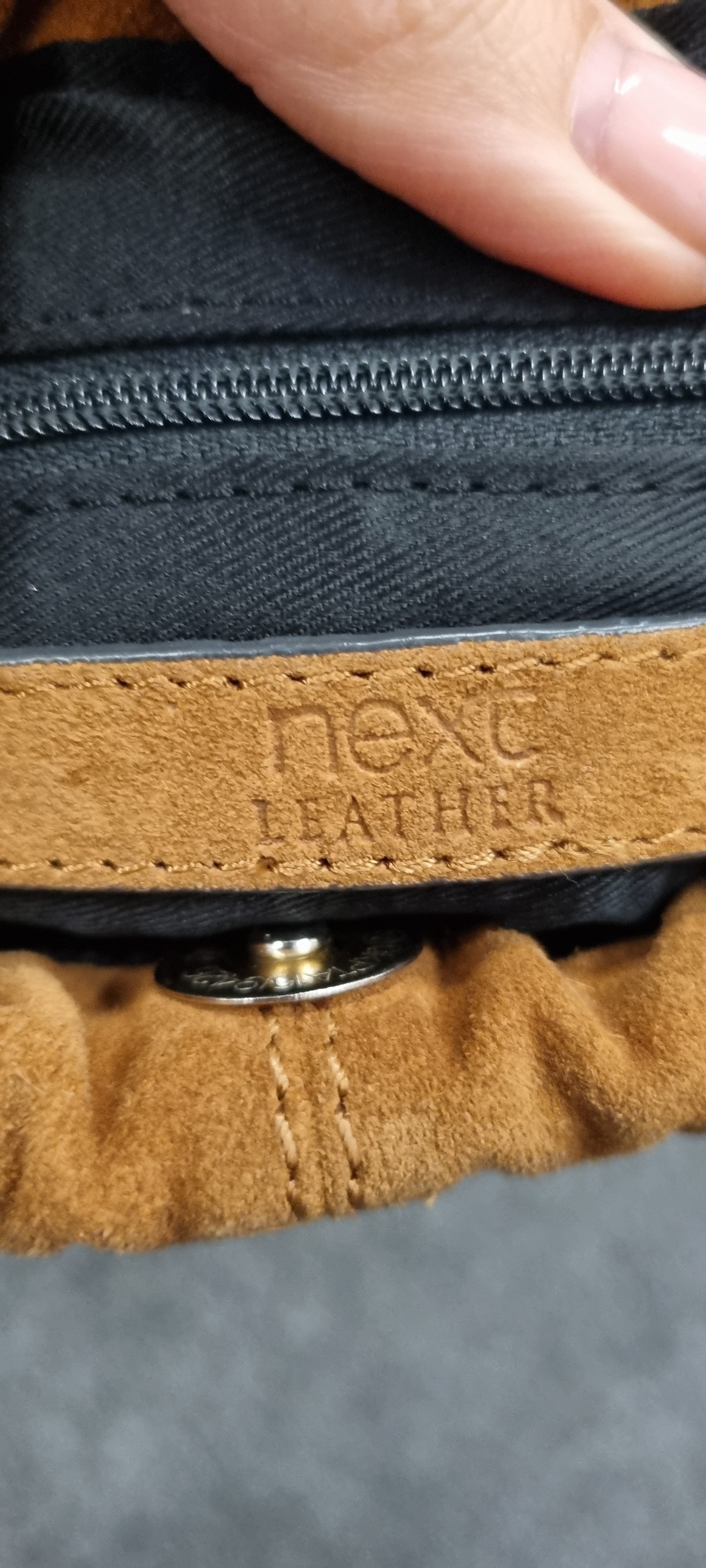 Next brown suede leather rusched bag