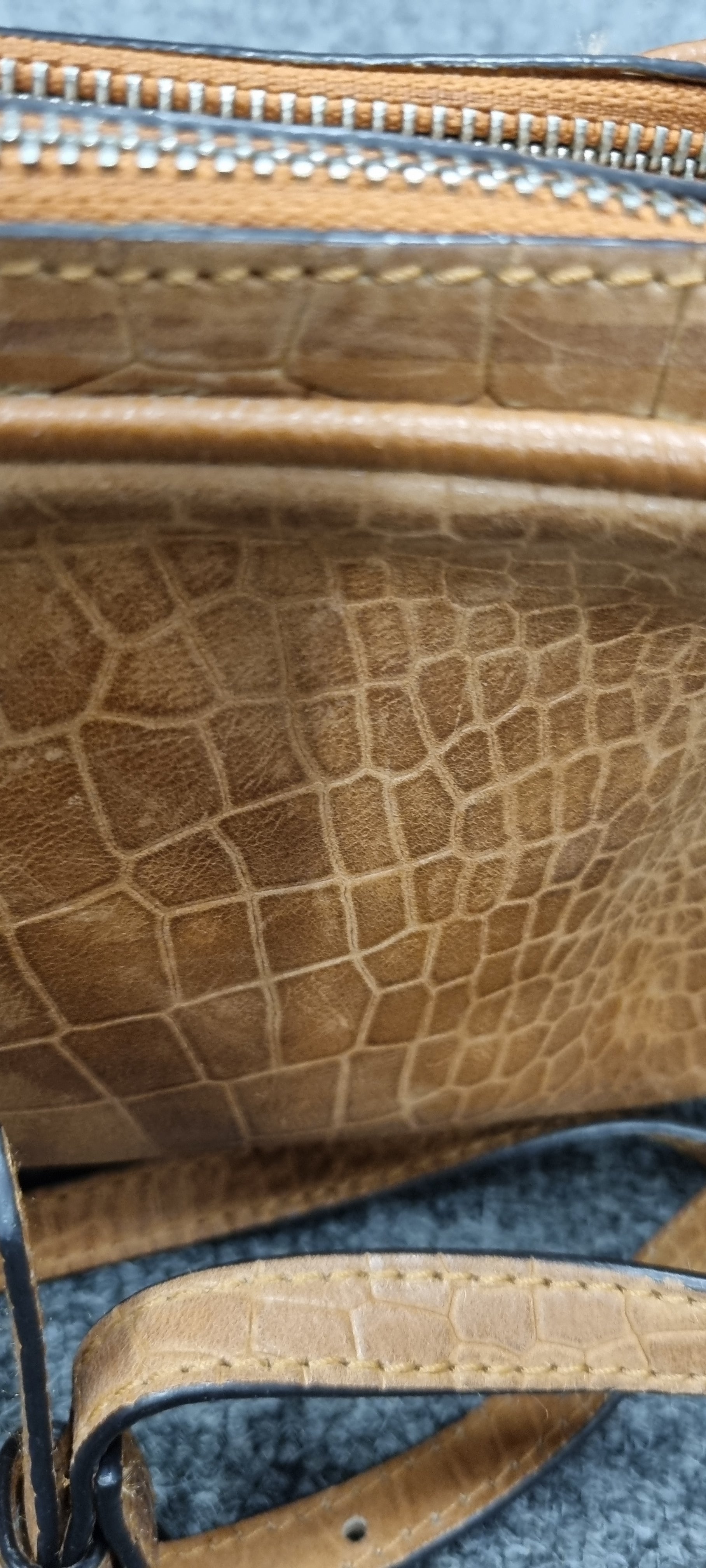 Next brown leather crossbody zip bag