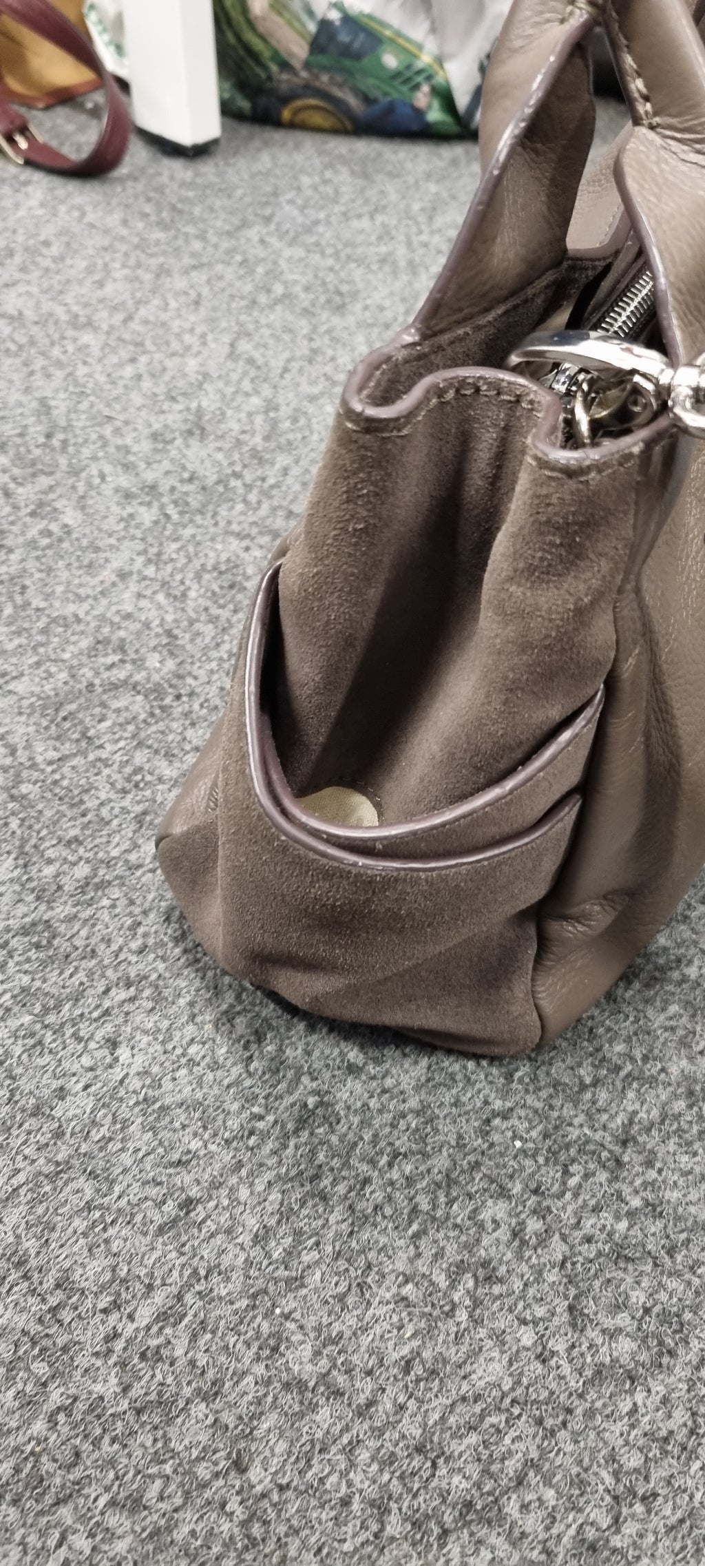 Clark grey vintage style leather handbag