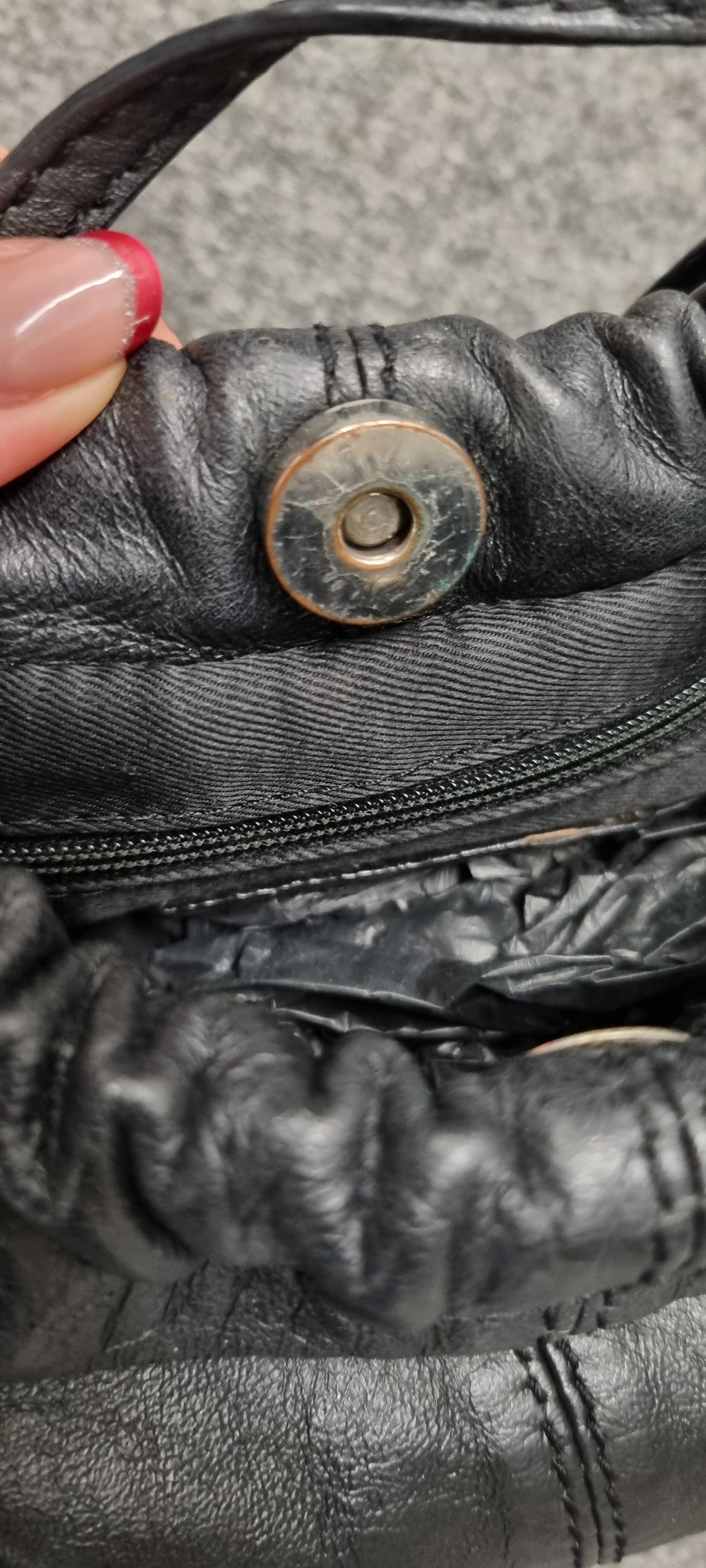 Next black leather rusched shoulder bag