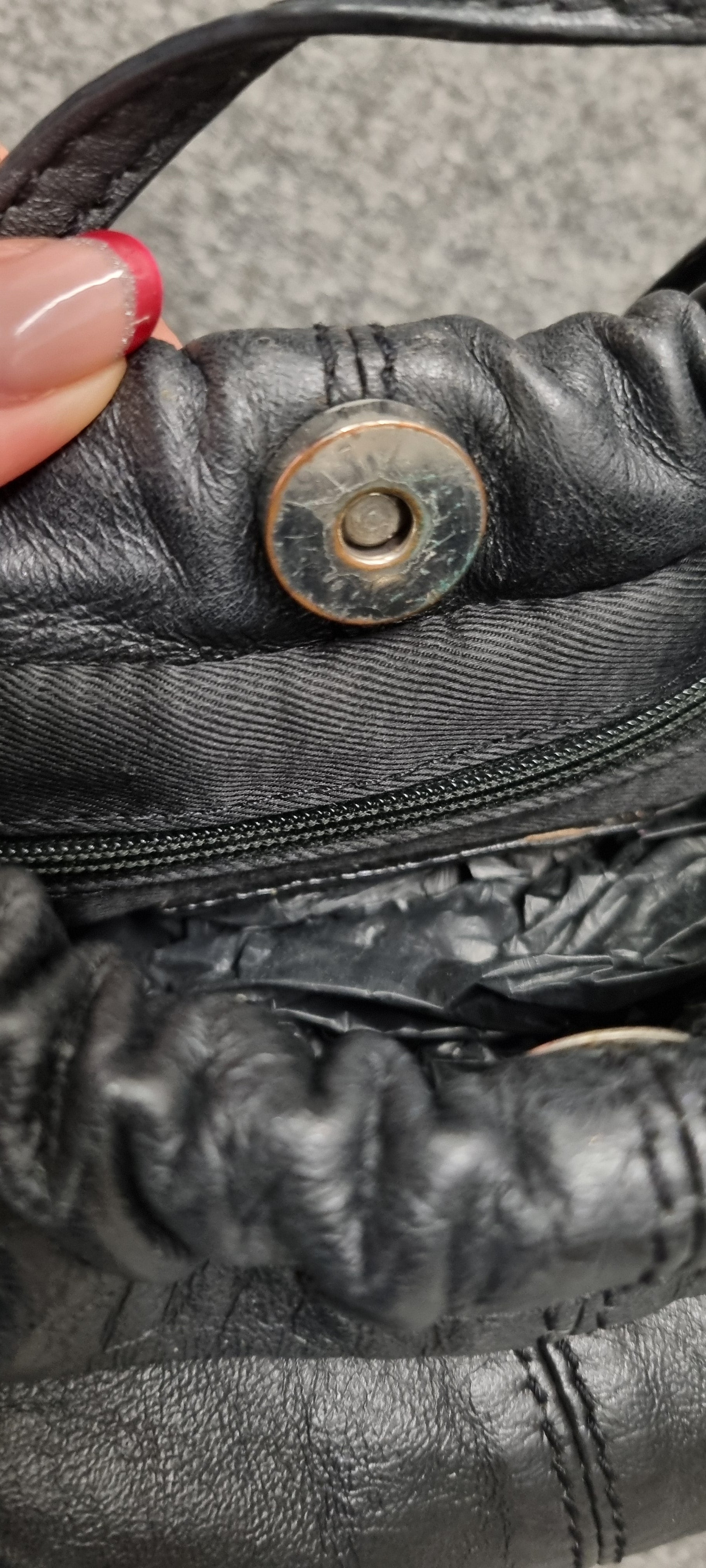 Next black leather rusched shoulder bag
