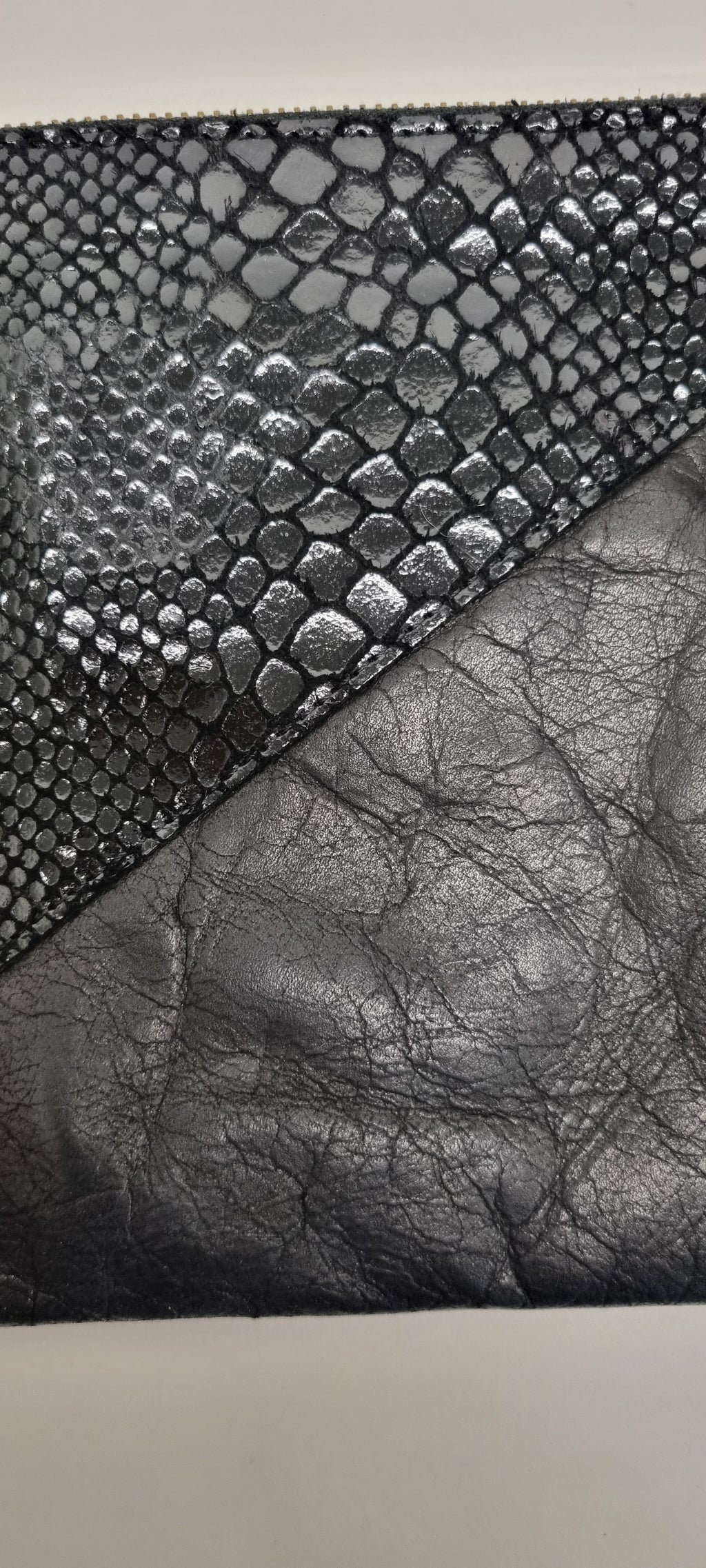 Oasis black leather snakeskin clutch bag