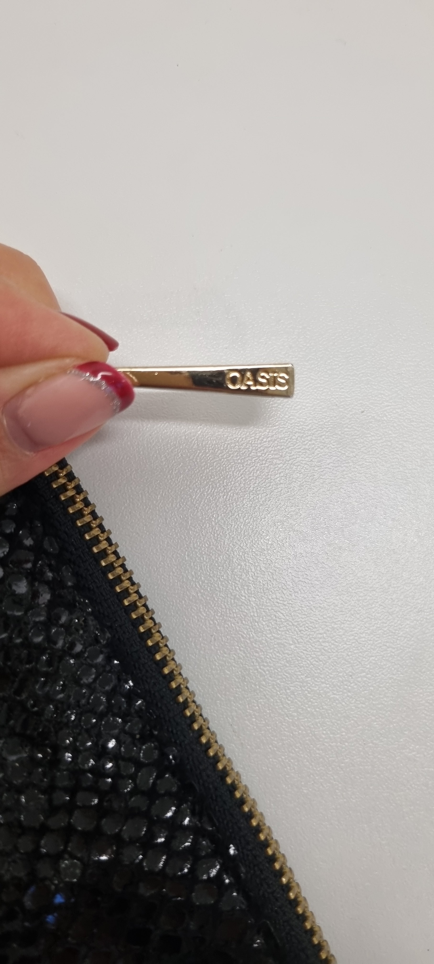 Oasis black leather snakeskin clutch bag