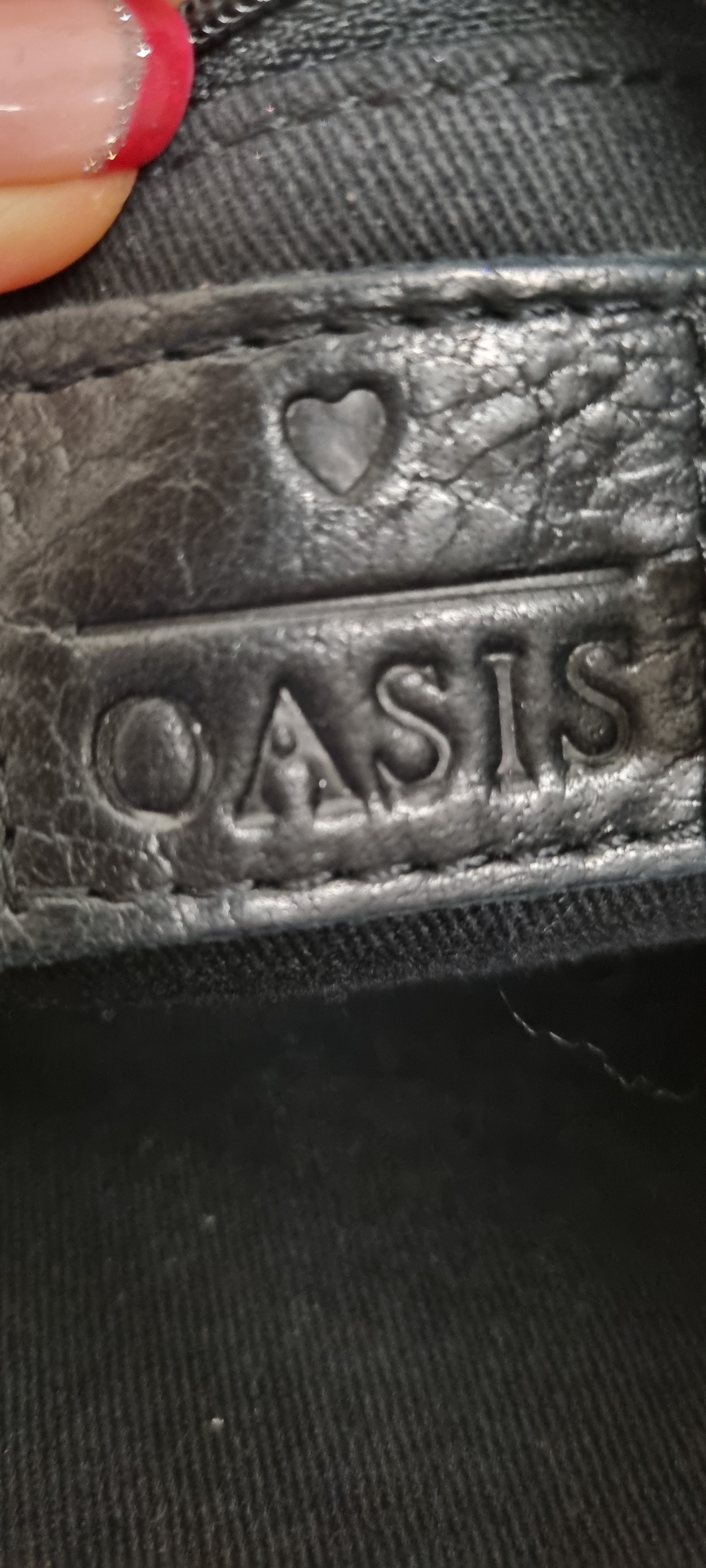 Oasis black leather snakeskin clutch bag