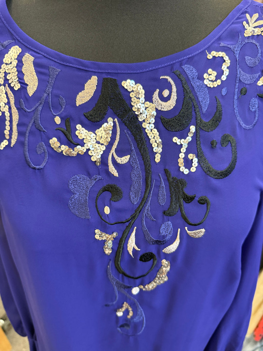 Papaya sequin detail sheer lined mini dress