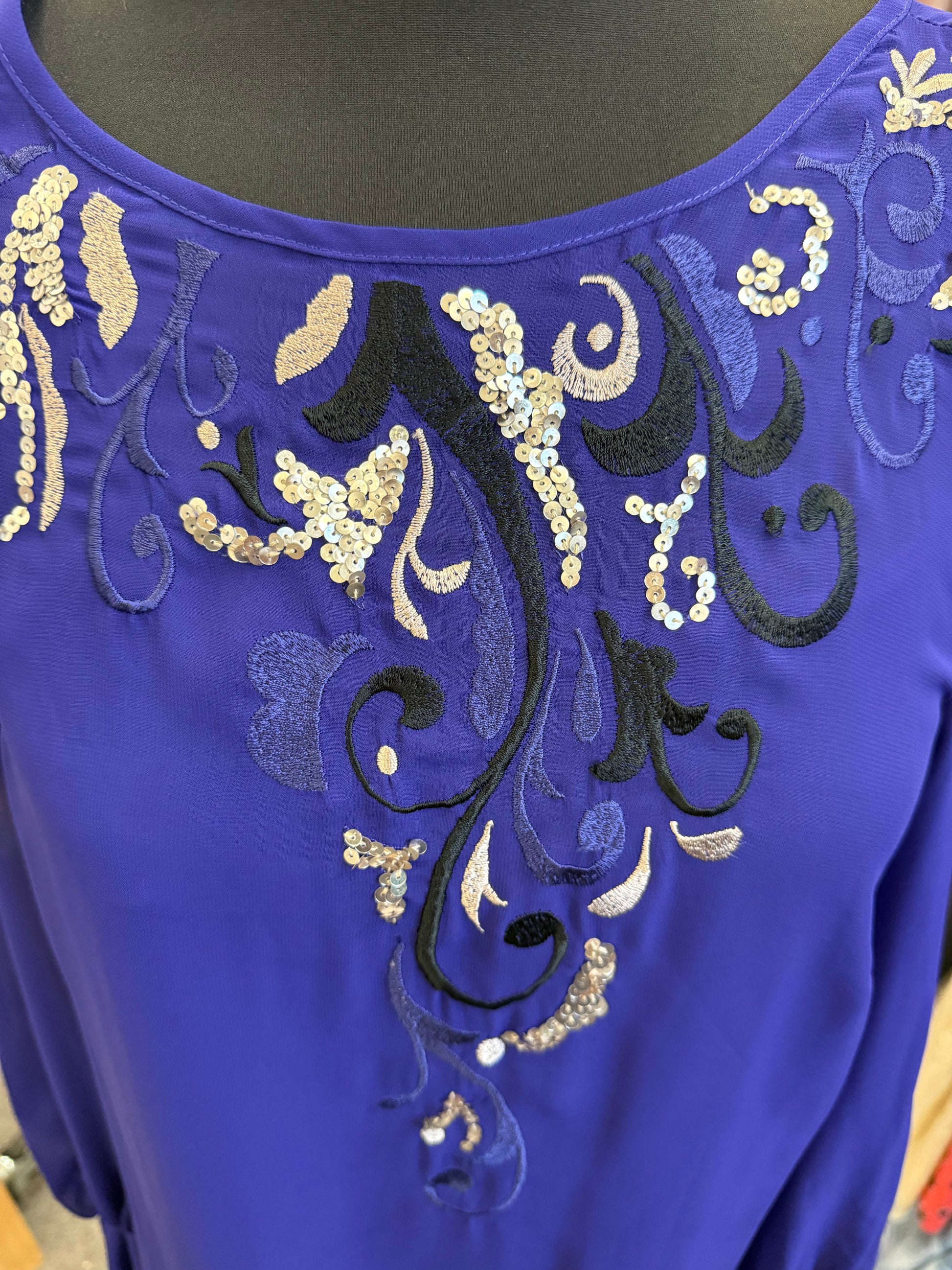 Papaya sequin detail sheer lined mini dress