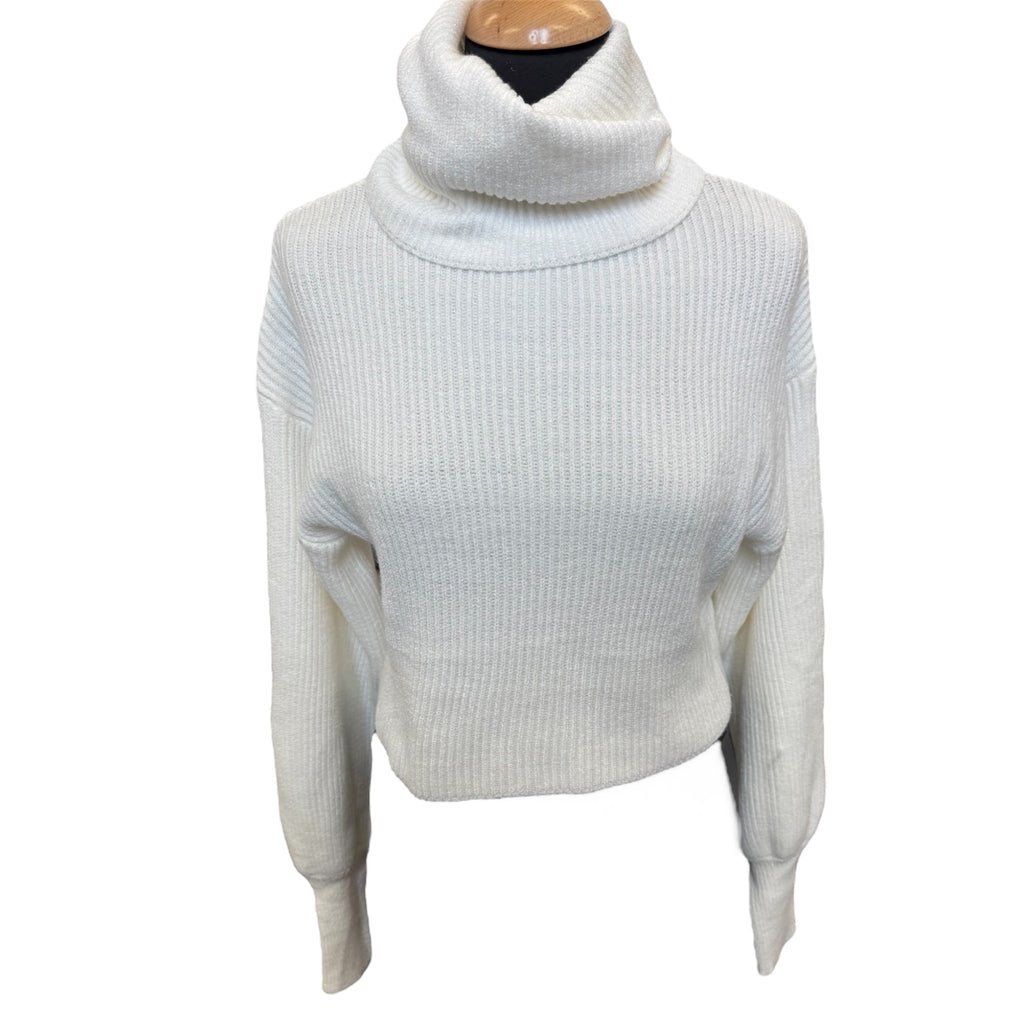 Nasty Gal cream crop roll neck jumper