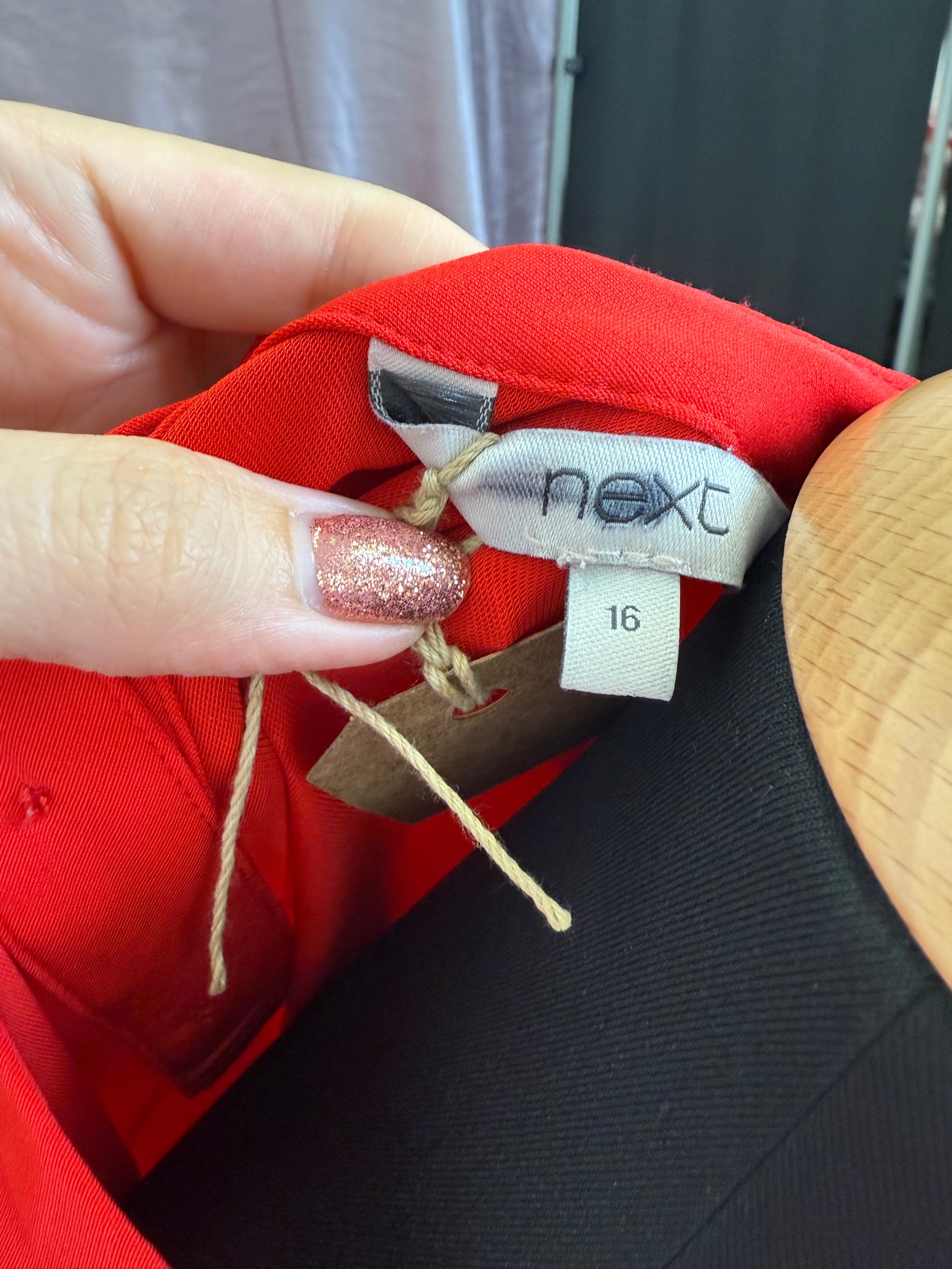 Next red button back bell sleeve blouse