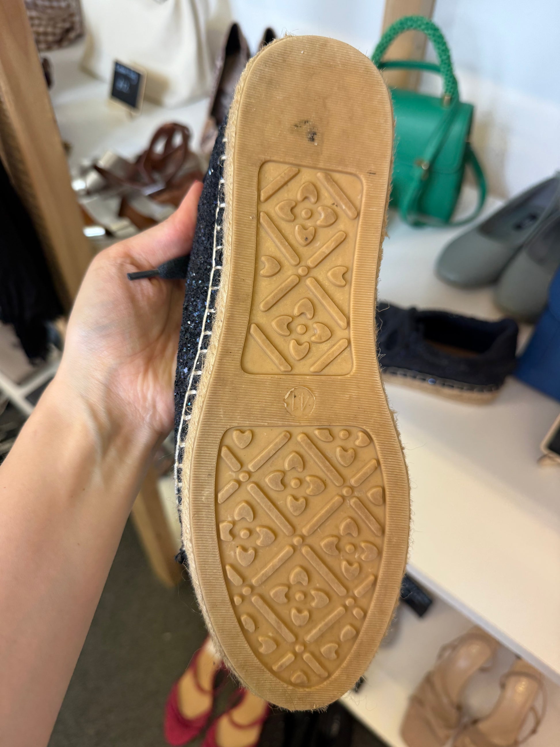 Kurt Geiger blue glitter laced espadrilles