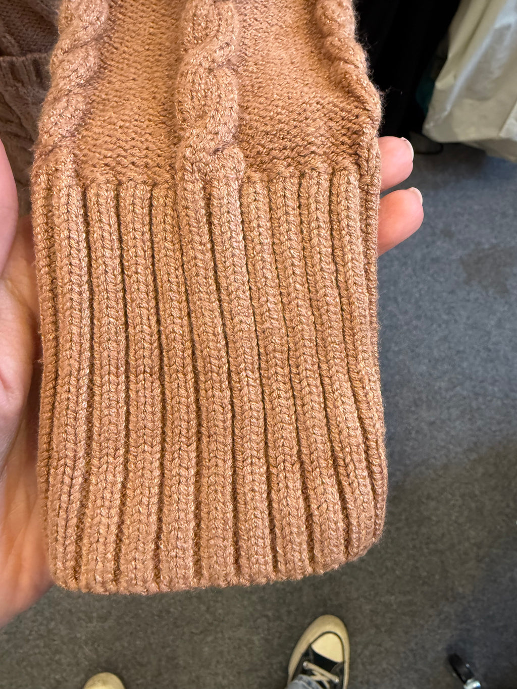 Beige cable knit dress