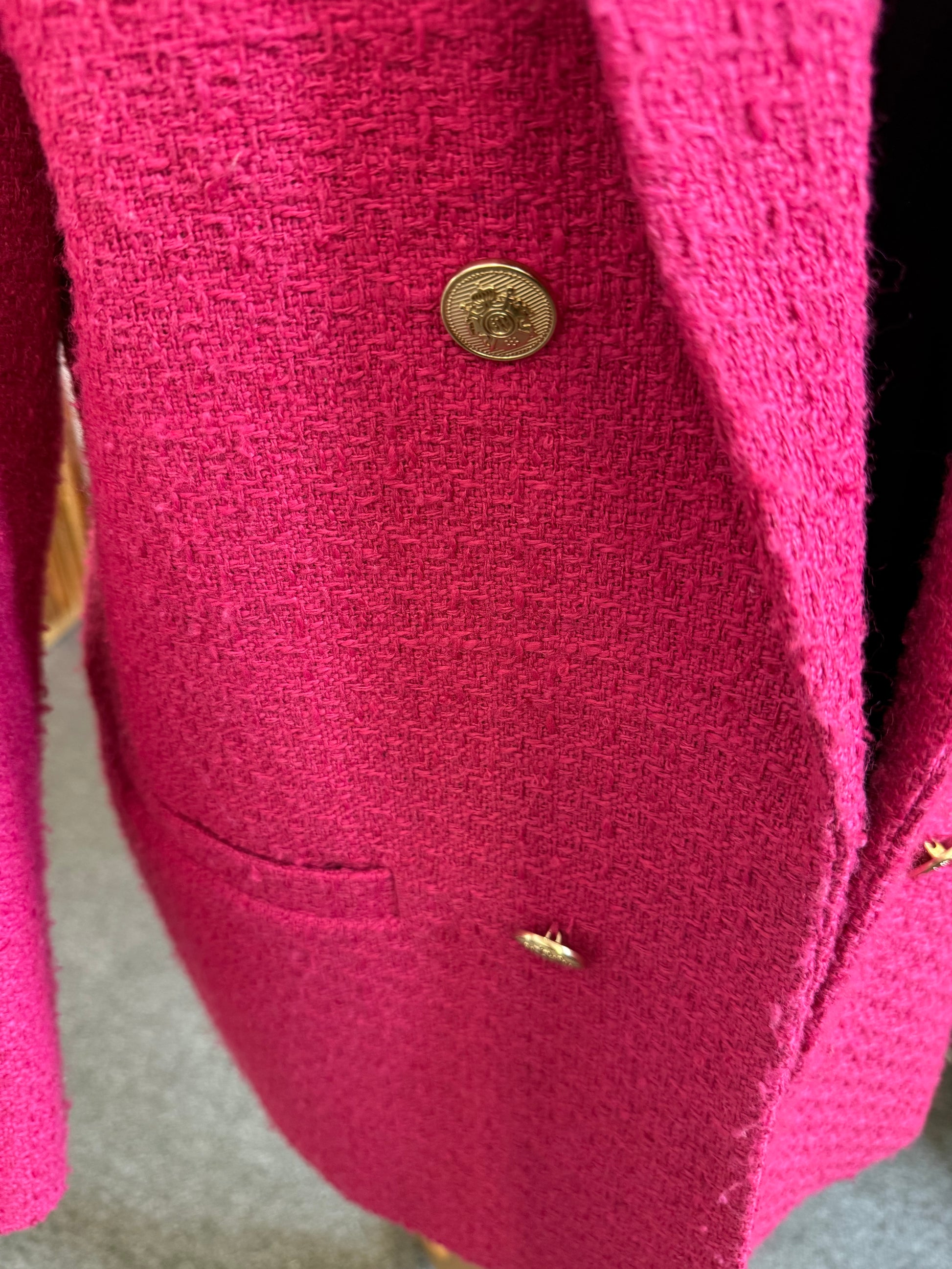 Next pink button detail boucle blazer