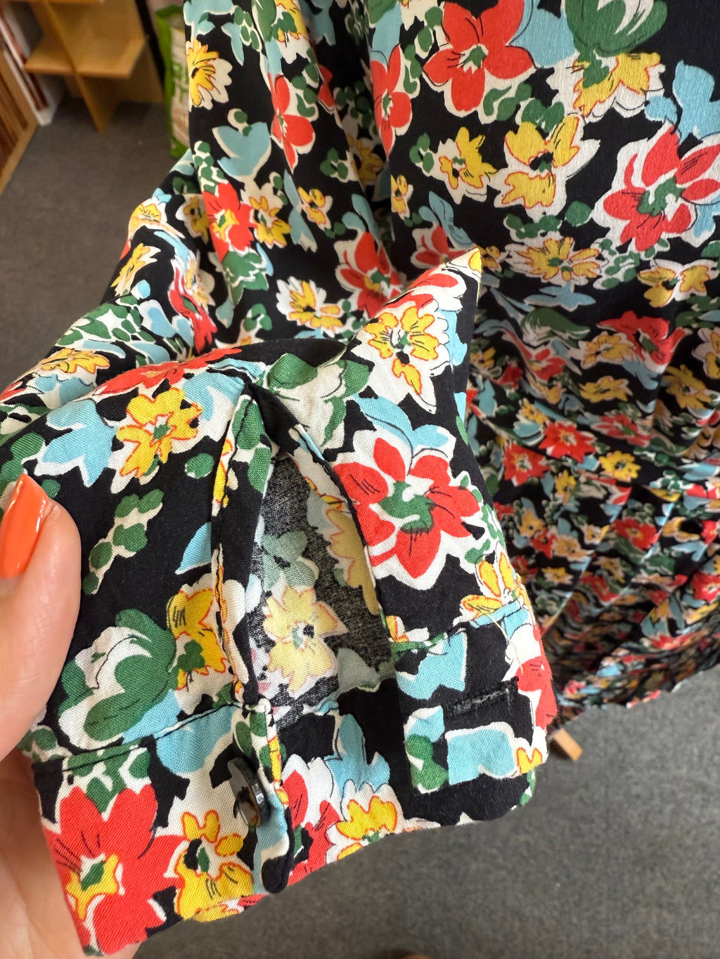 Zara floral long sleeved buttoned and belted maxi dress
