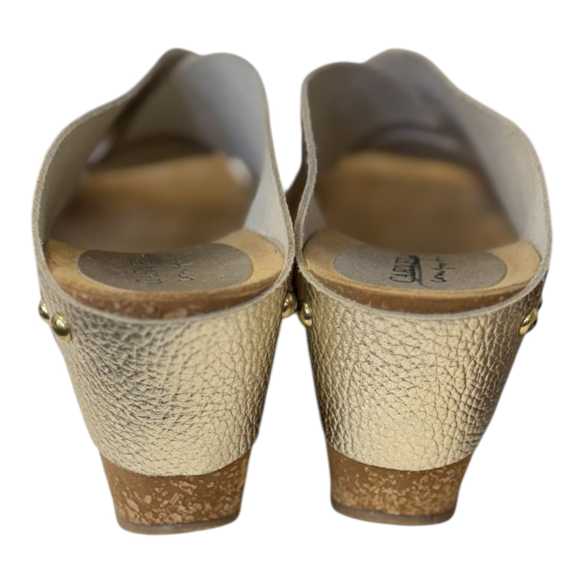 Carvela gold cork wedges