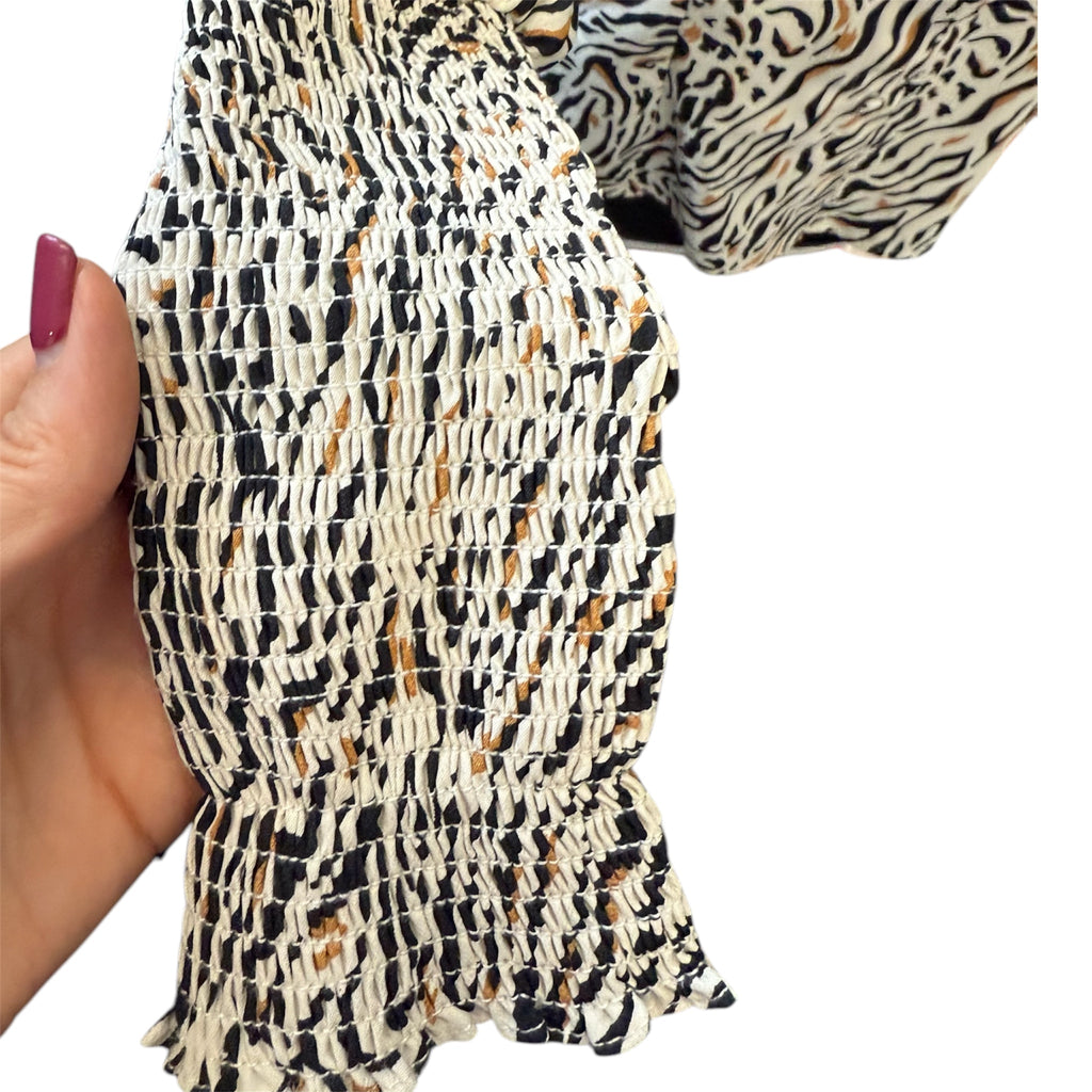 Topshop animal print frill sleeve blouse
