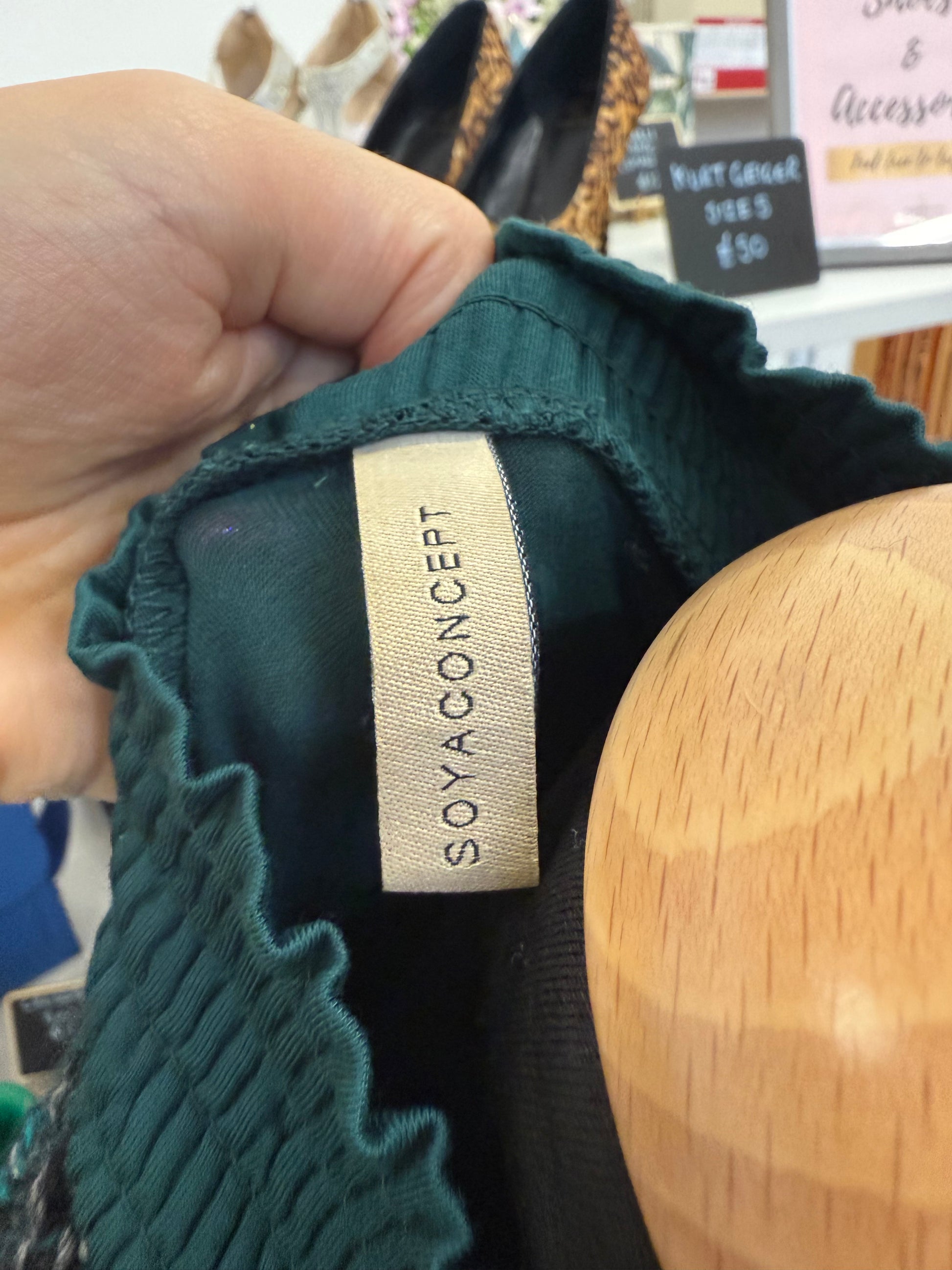 Soya concept long sleeve top and hand knit waistcoat