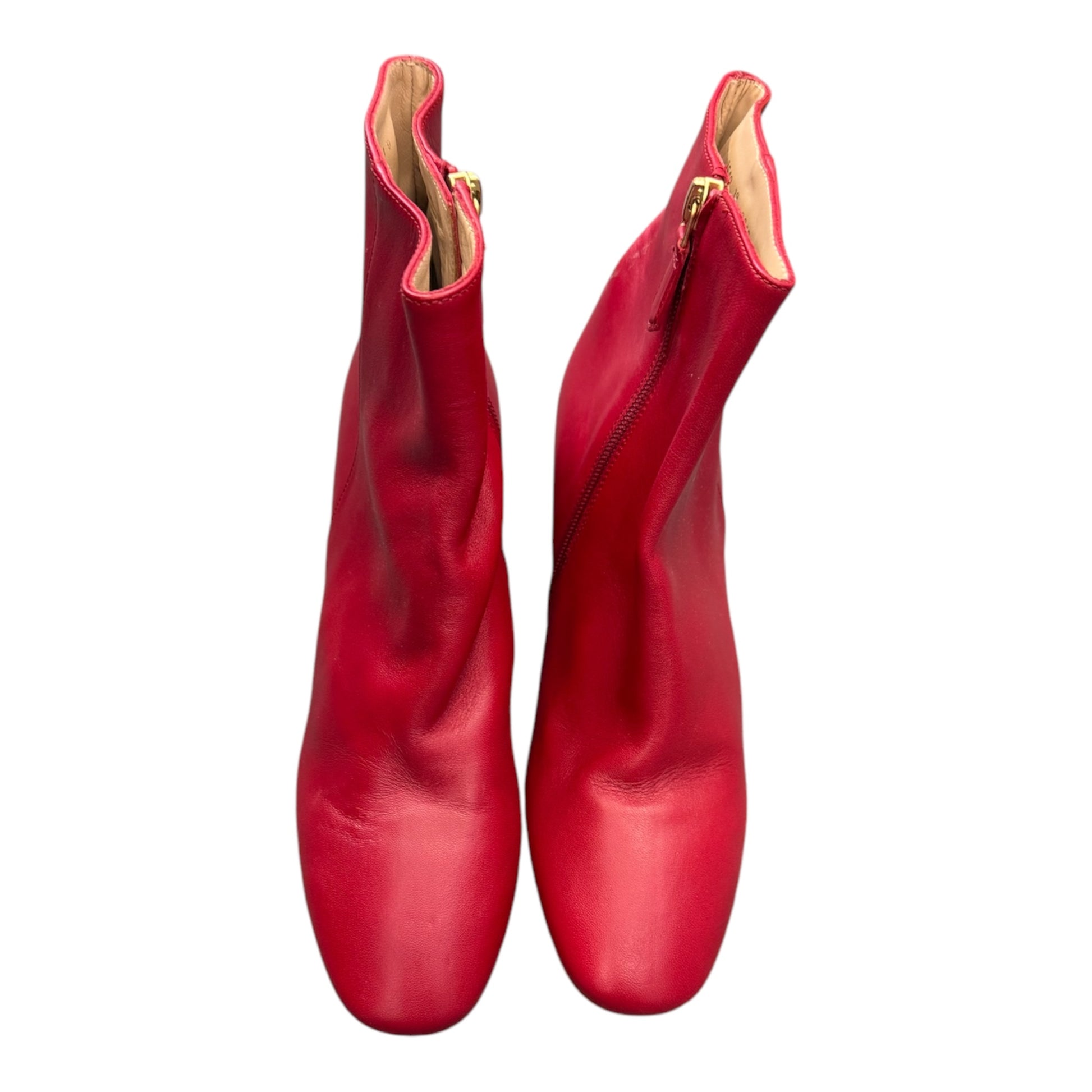 LK Bennett red leather zip ankle boots