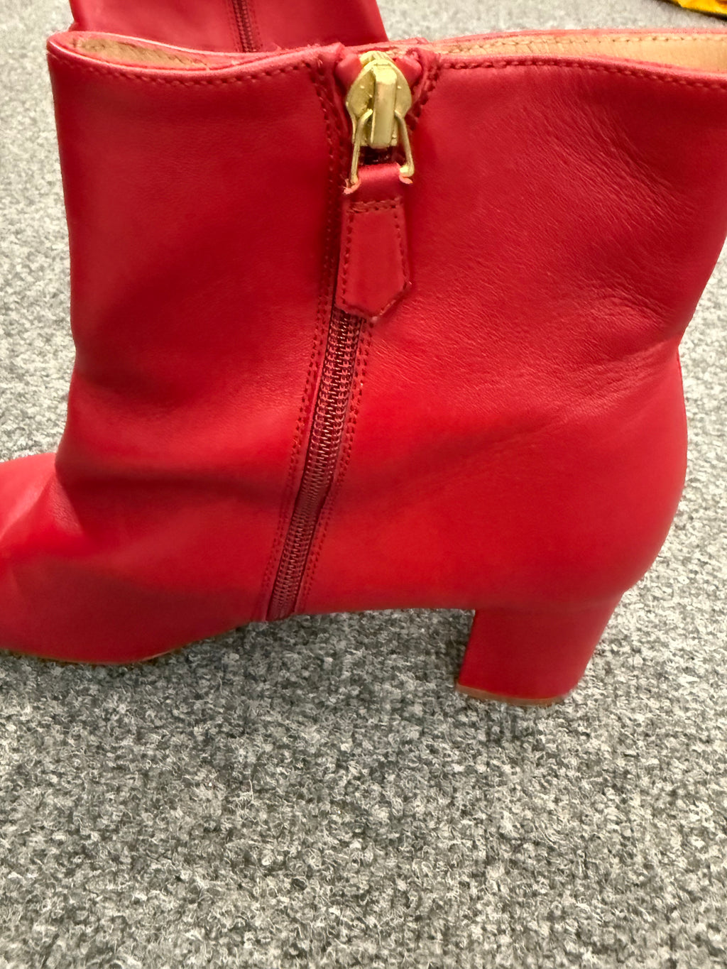 LK Bennett red leather zip ankle boots